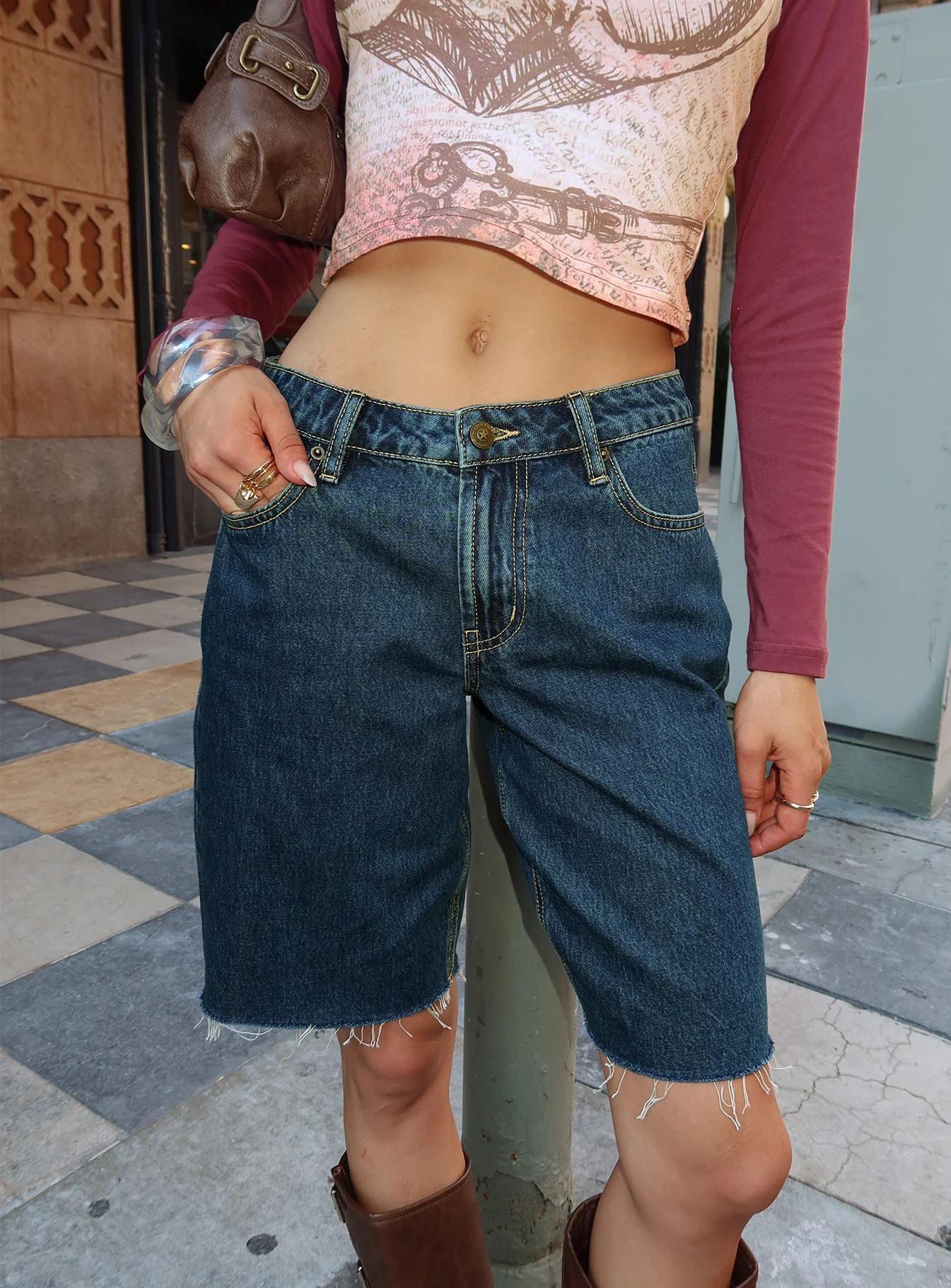 Cult Classic Longline Denim Shorts Vintage Wash - Image 13