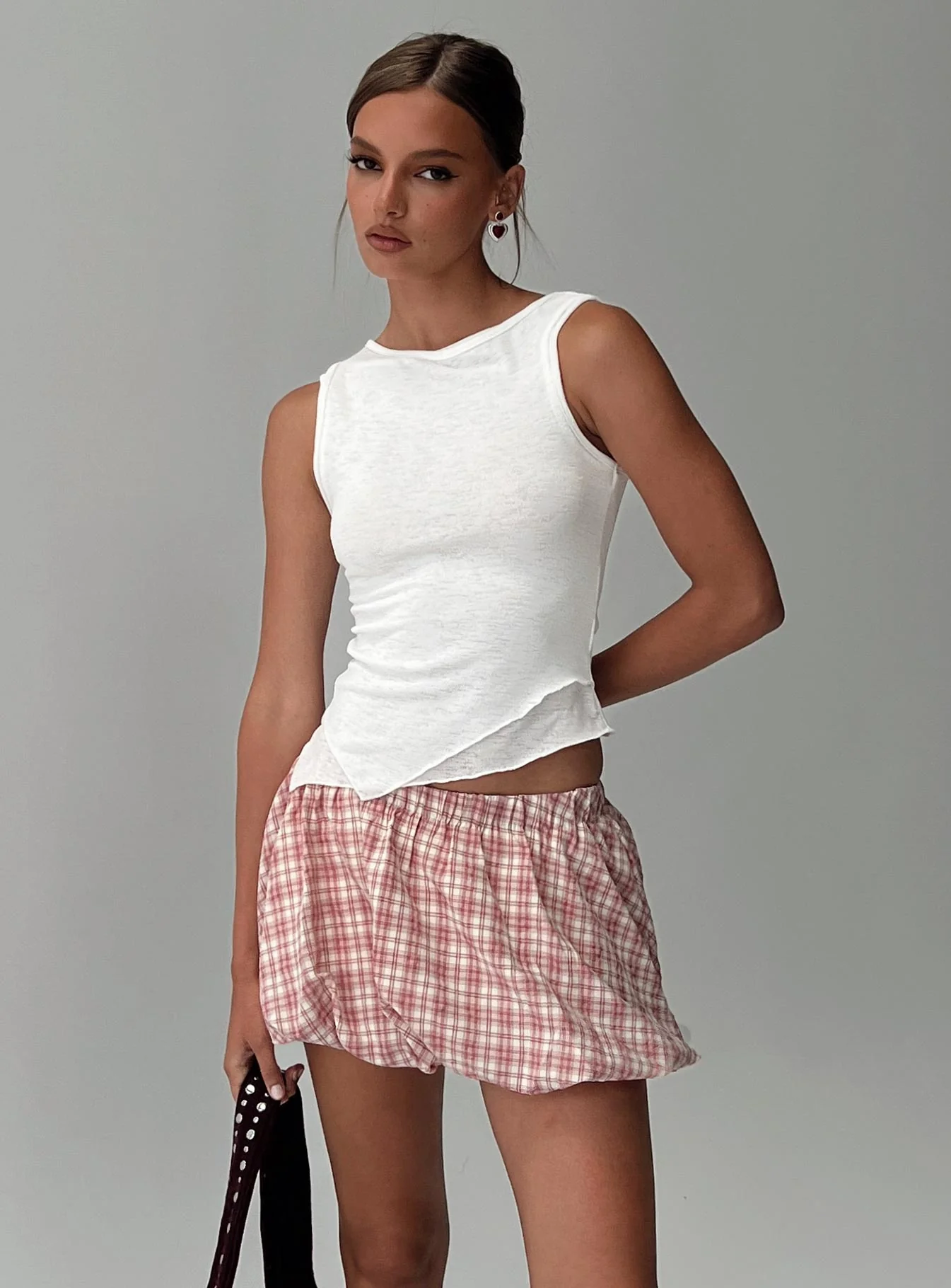 Cydnee Bubble Hem Mini Skort Red Multi