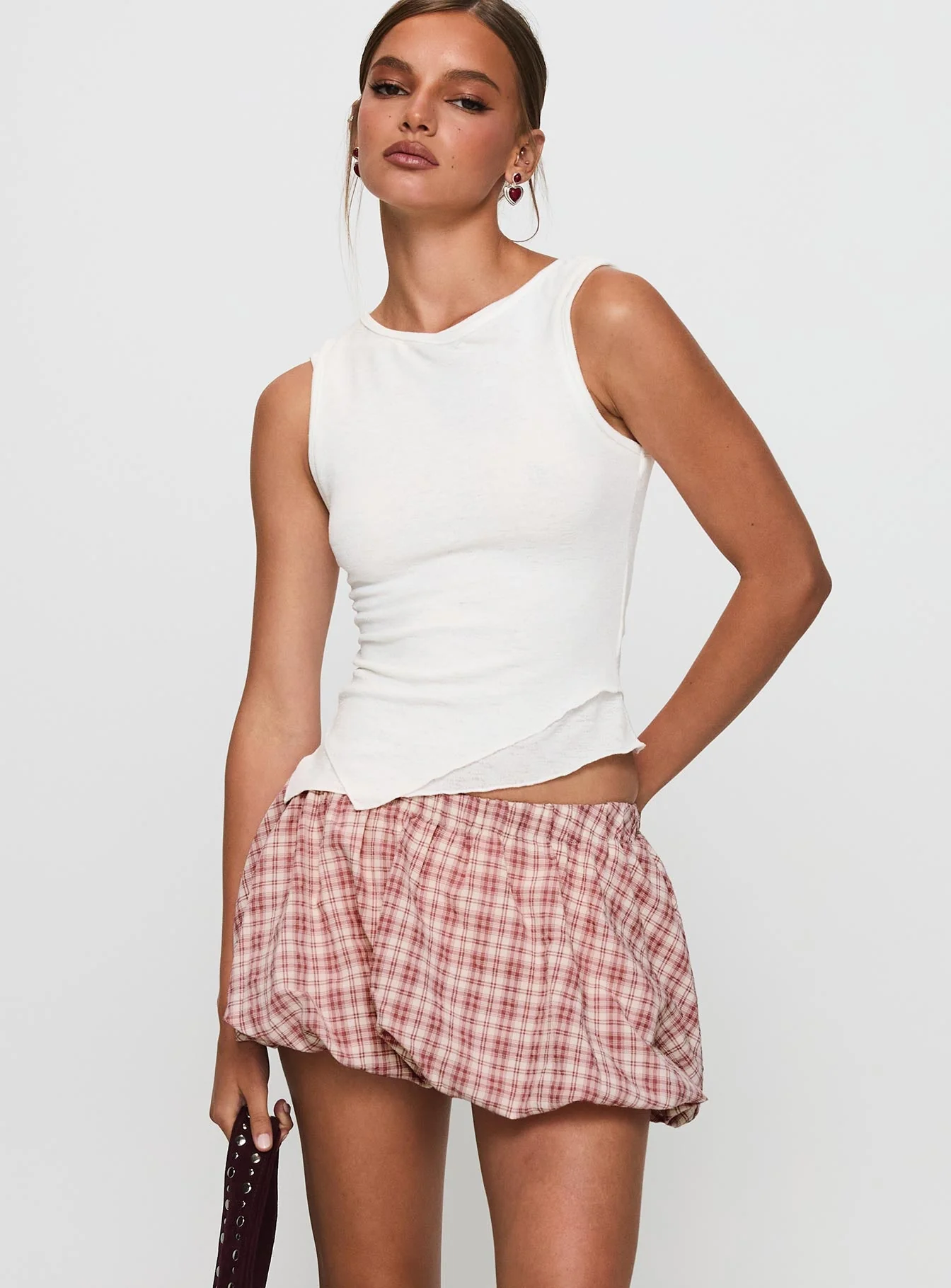 Cydnee Bubble Hem Mini Skort Red Multi - Image 2