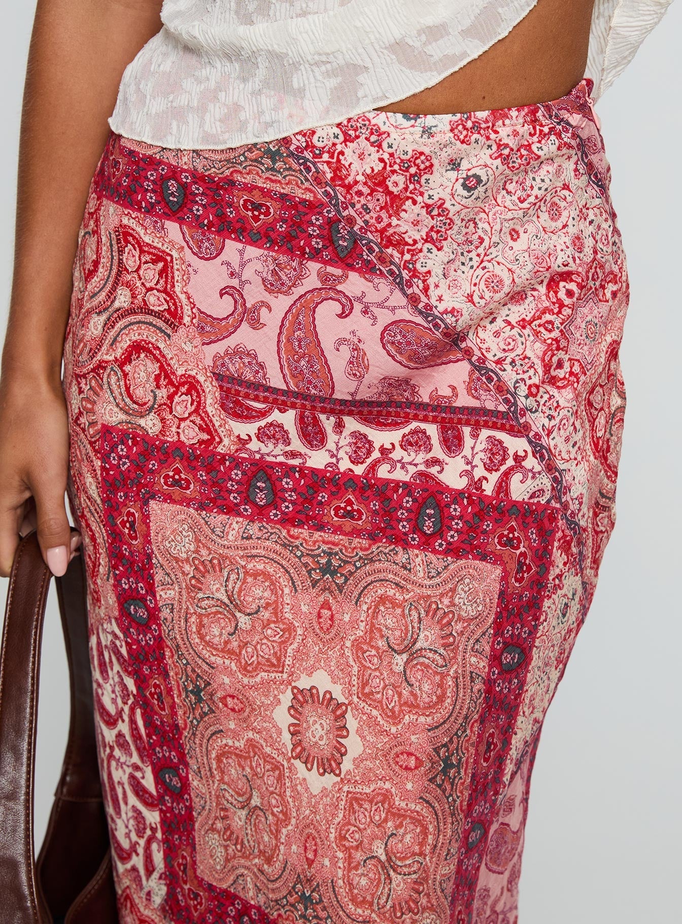 Cyriella Asymmetrical Midi Skirt Red - Image 6