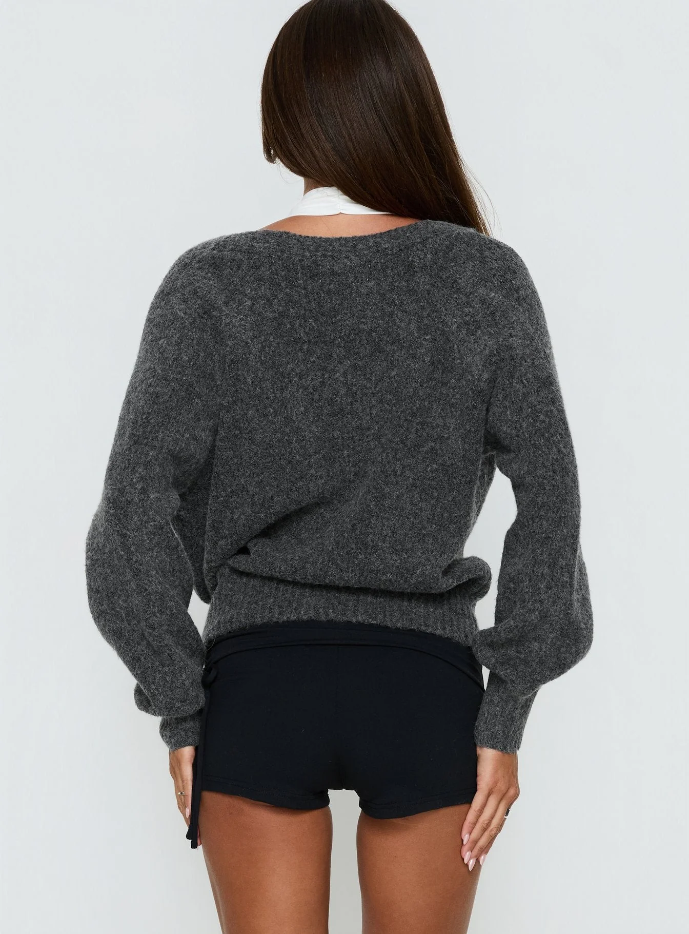 Daelan Wrap Knit Cardigan Charcoal - Image 4