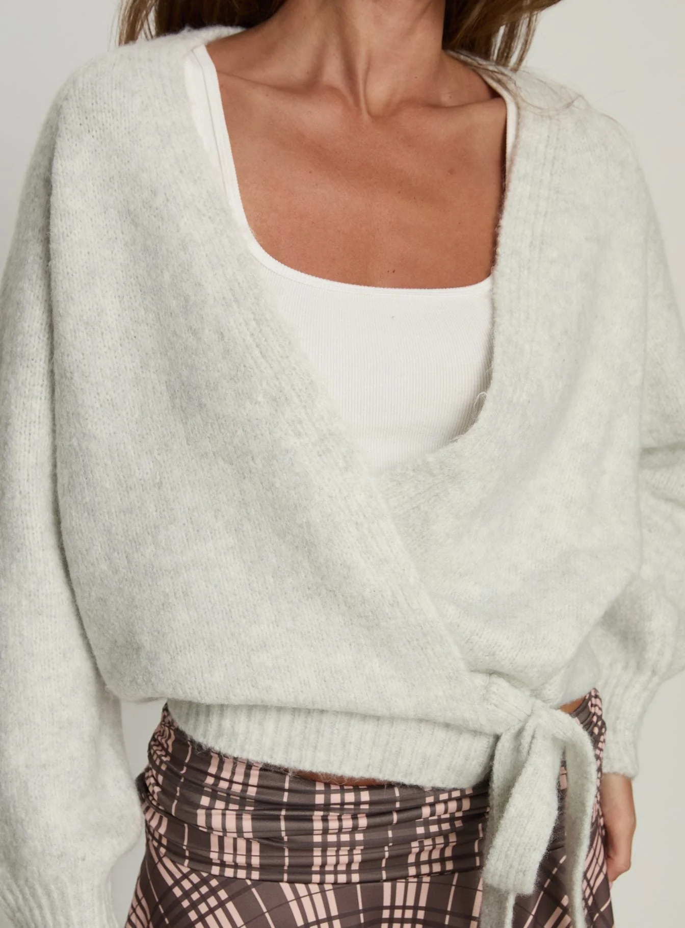 Daelan Wrap Knit Cardigan Grey Marle - Image 6