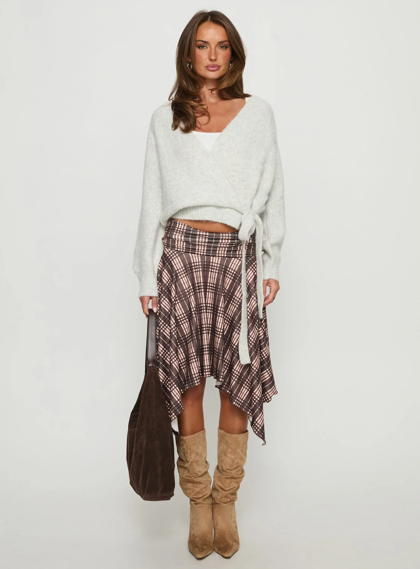 Daelan Wrap Knit Cardigan Grey Marle - Image 7