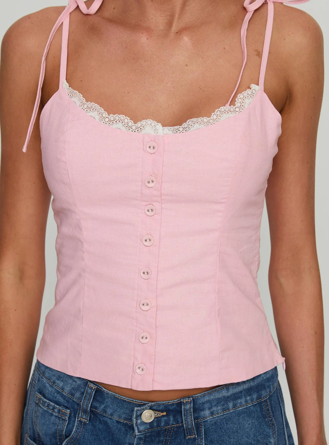 Dalanie Tie Strap Top Dusty Pink - Image 5