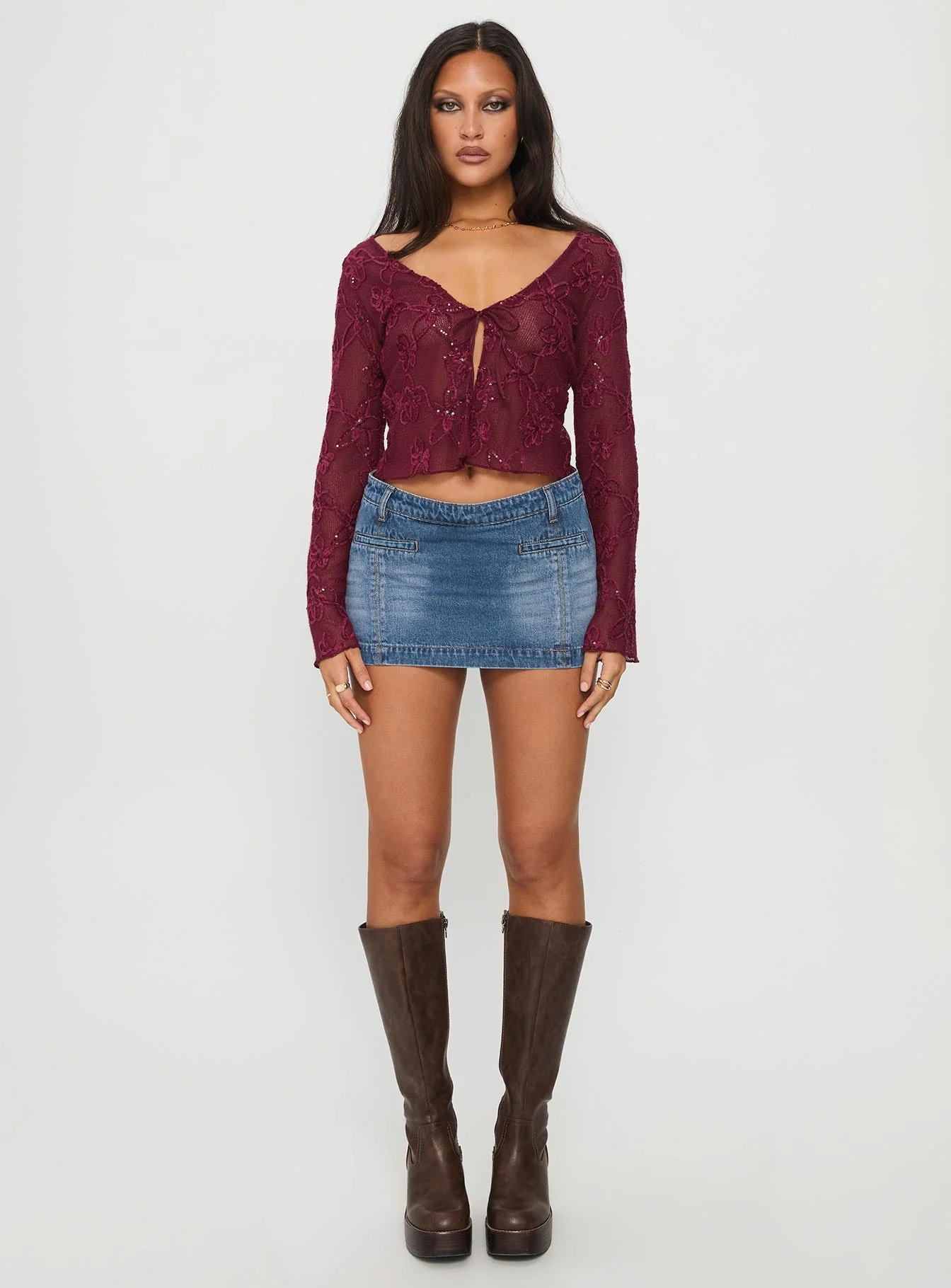 Darbi Denim Mini Skort Mid Blue - Image 7