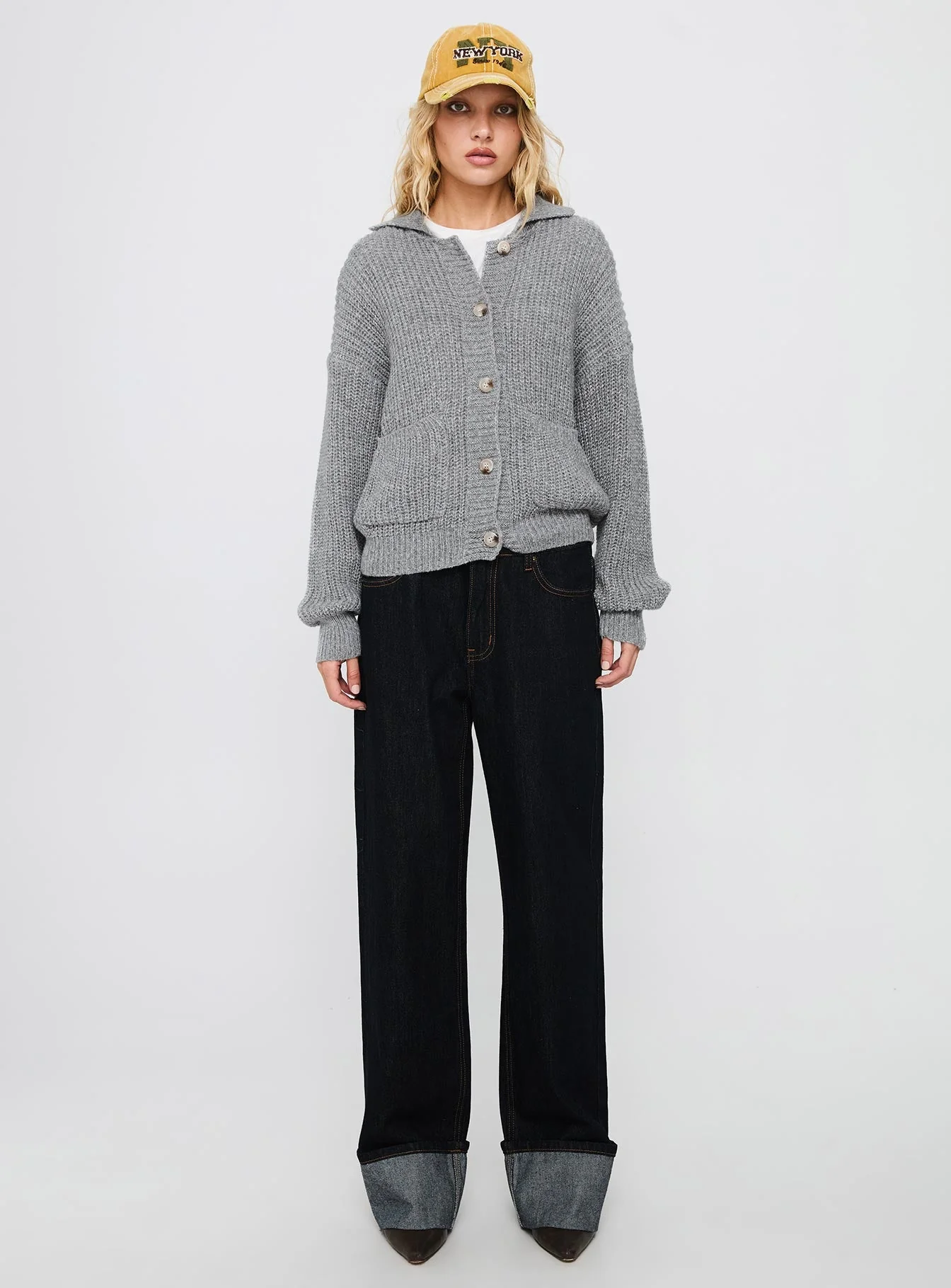 Darcel Button Up Knit Cardigan Grey - Image 6