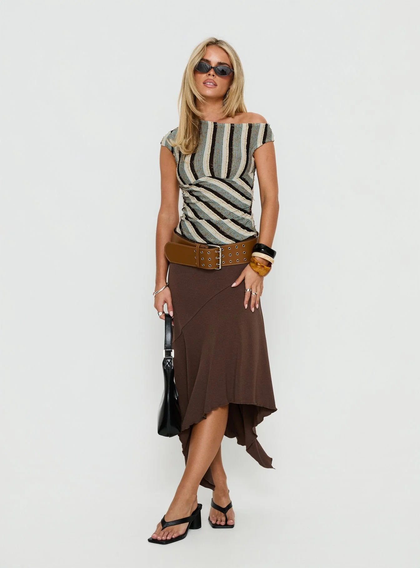 Darcia One Shoulder Top Multi Stripe - Image 3
