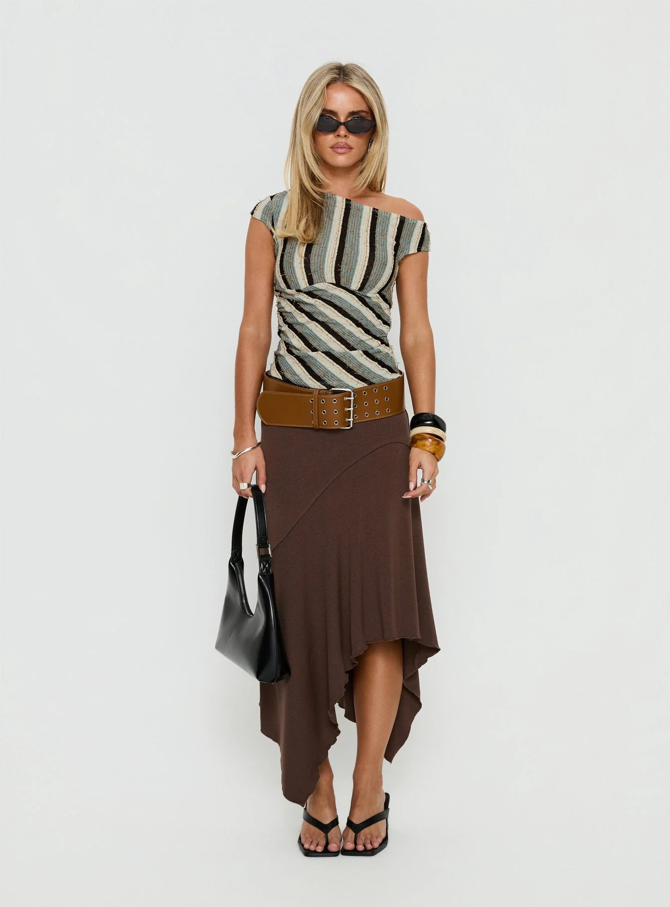 Darcia One Shoulder Top Multi Stripe - Image 7