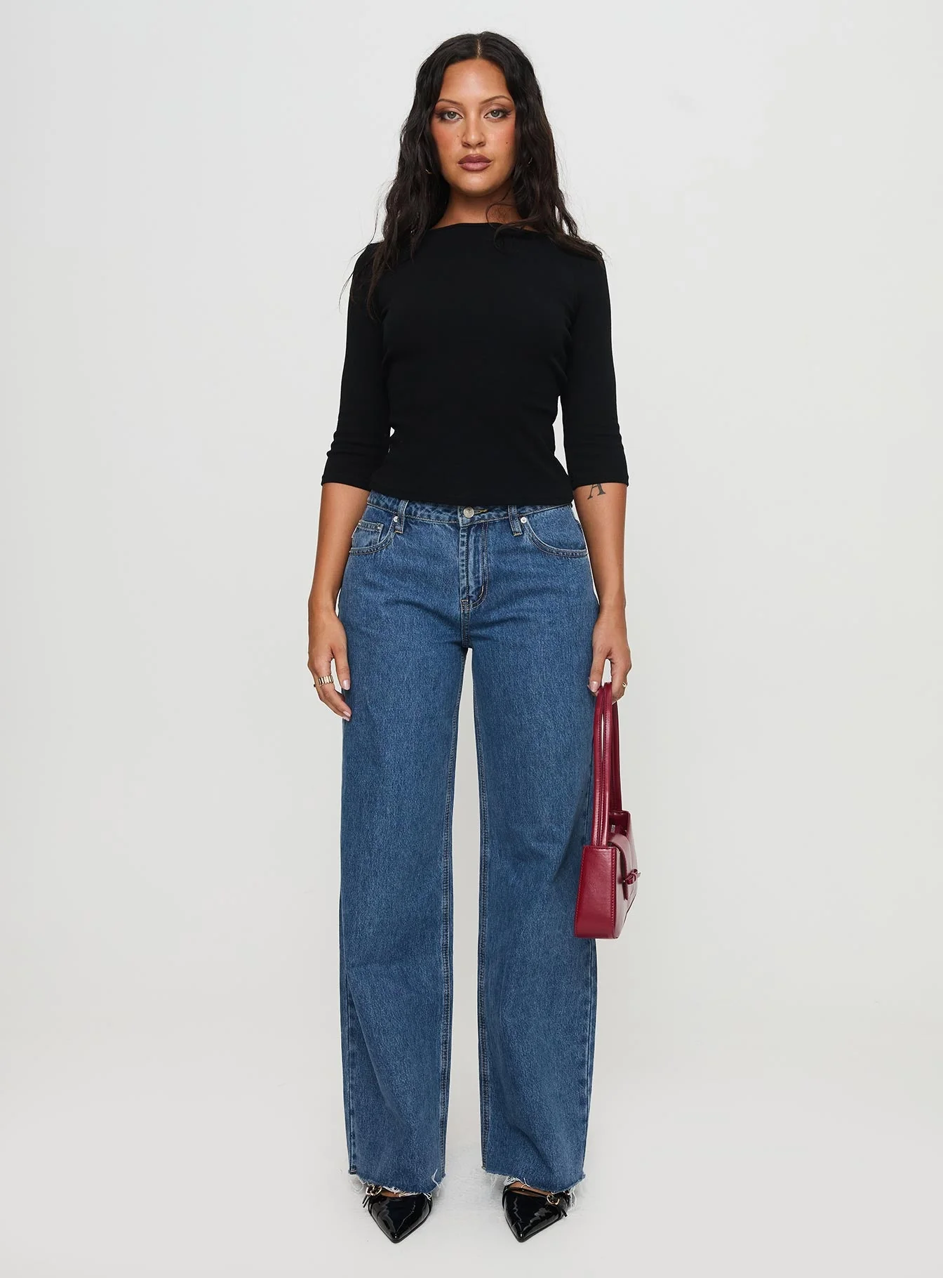 Darla Low Rise Straight Leg Jeans Mid Wash - Image 7