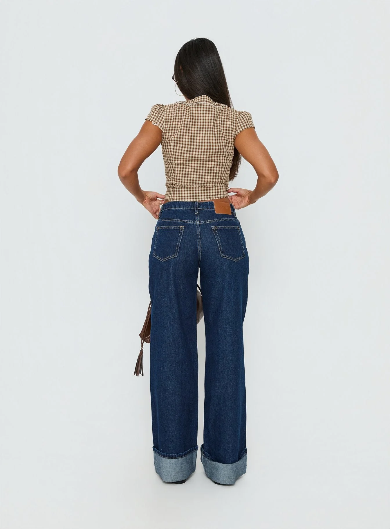 Darla Low Rise Straight Leg Cuff Jean Dark Blue Wash - Image 5