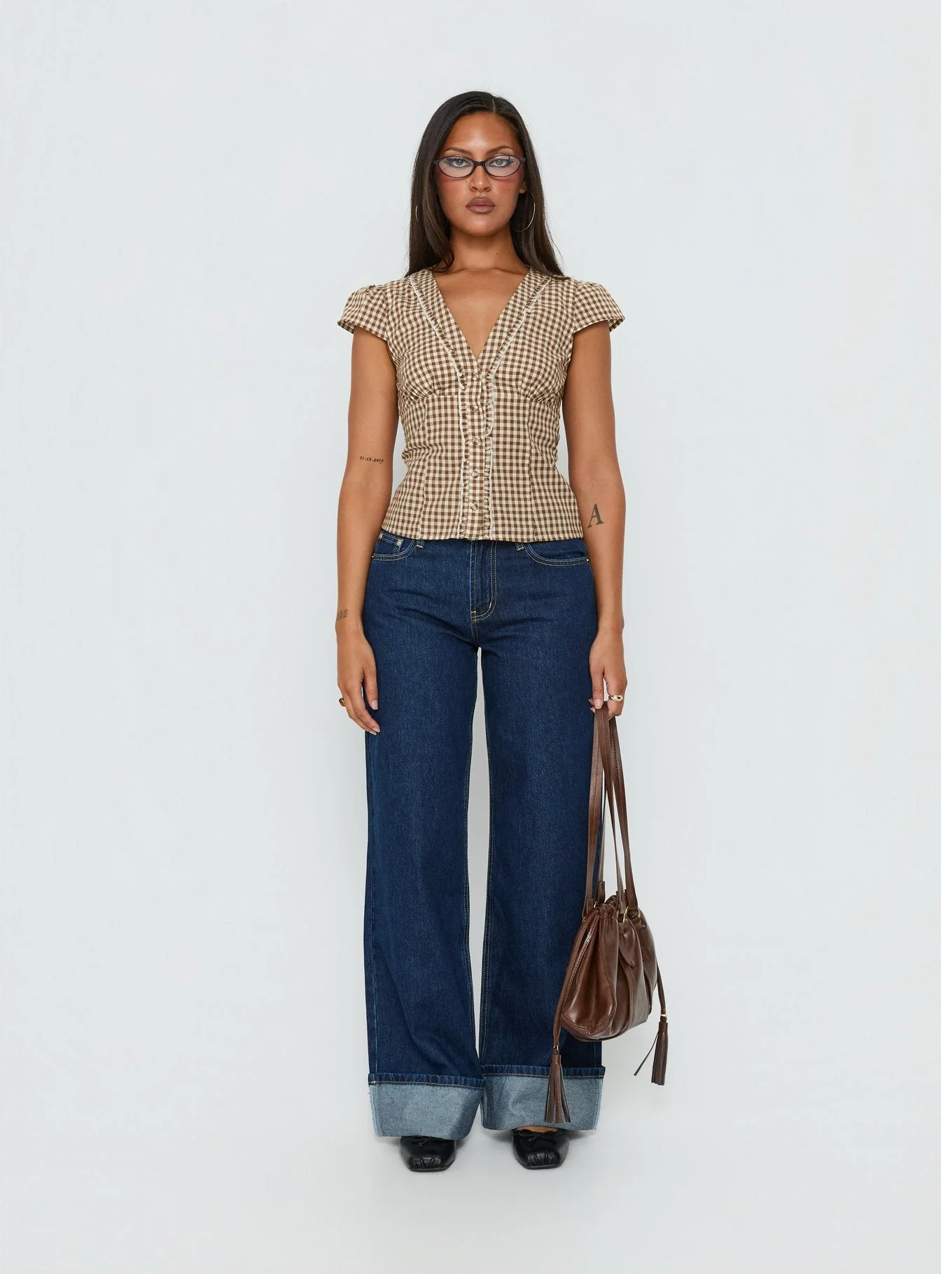 Darla Low Rise Straight Leg Cuff Jean Dark Blue Wash - Image 8