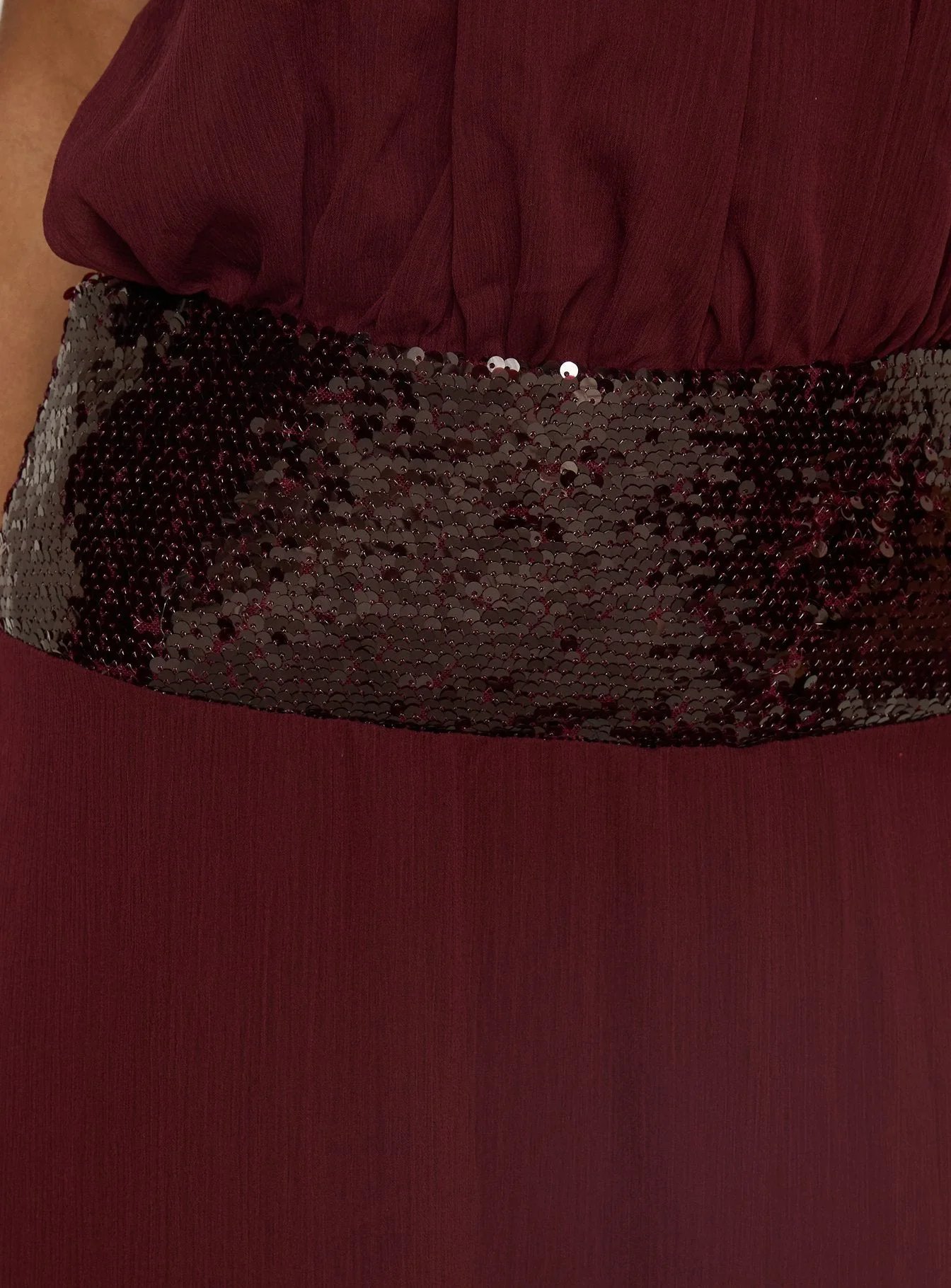 Darwinn Drop Waist Sequin Detail Maxi Dress Burgundy - Image 6