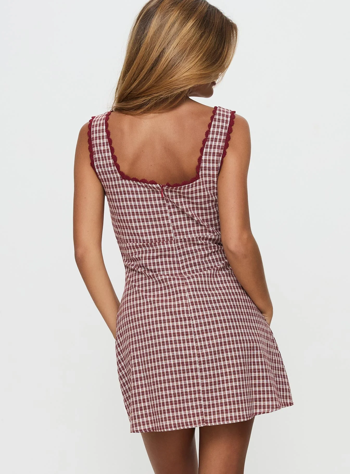 Dasha Mini Dress Red Check Petite - Image 4