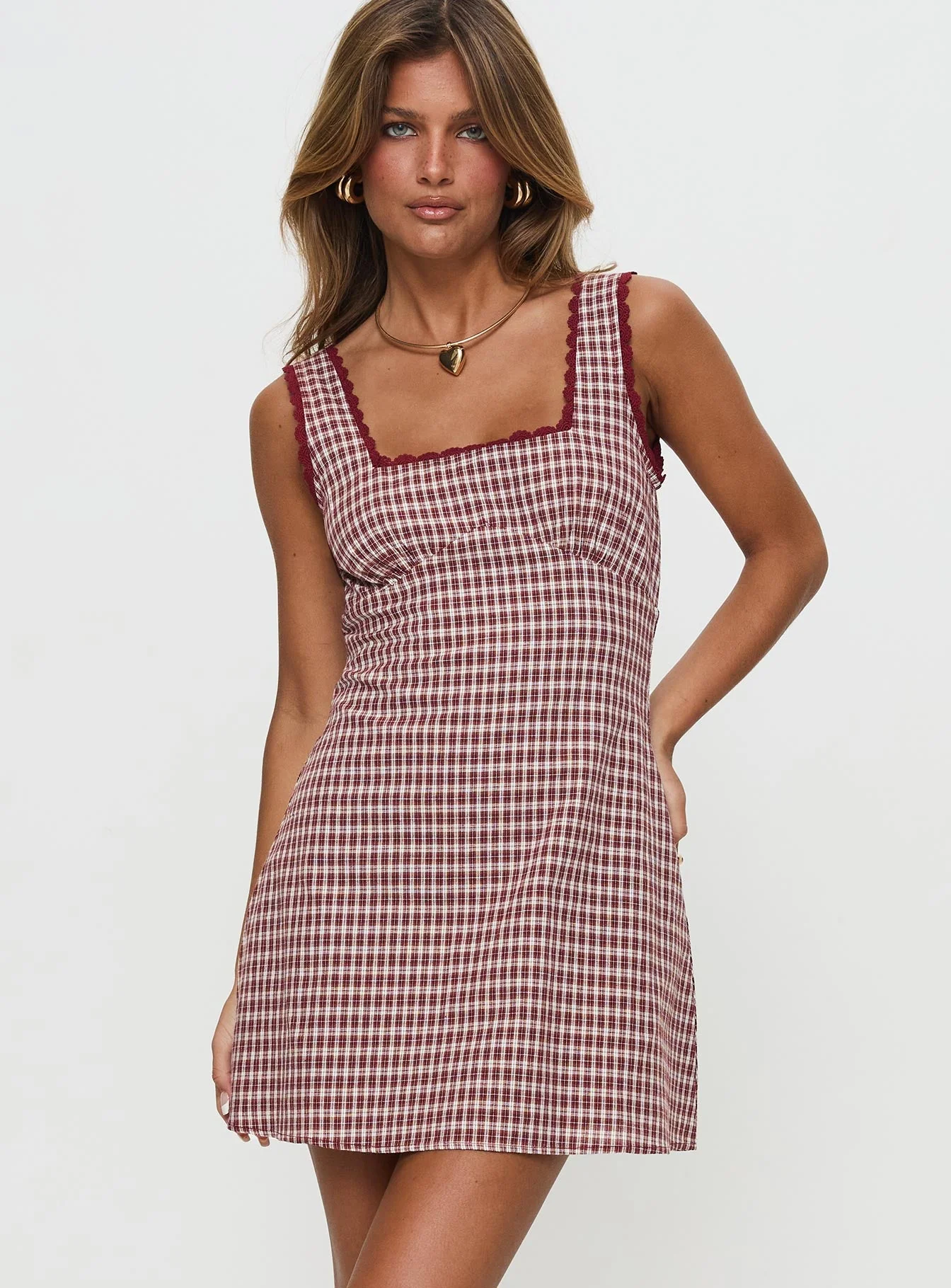 Dasha Mini Dress Red Check Petite - Image 7