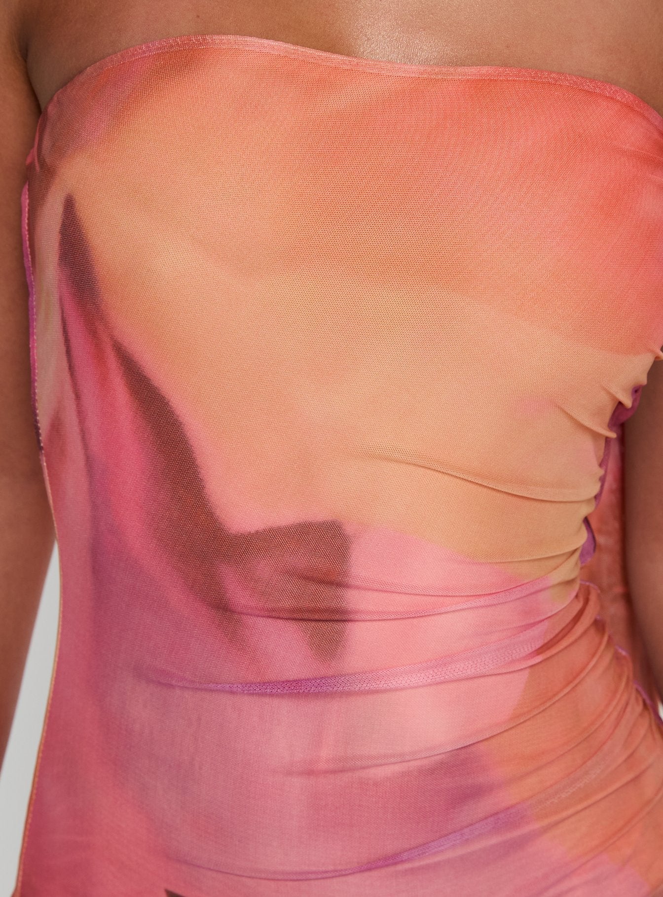 Davynn Scarf Detail Strapless Maxi Dress Pink Multi - Image 5