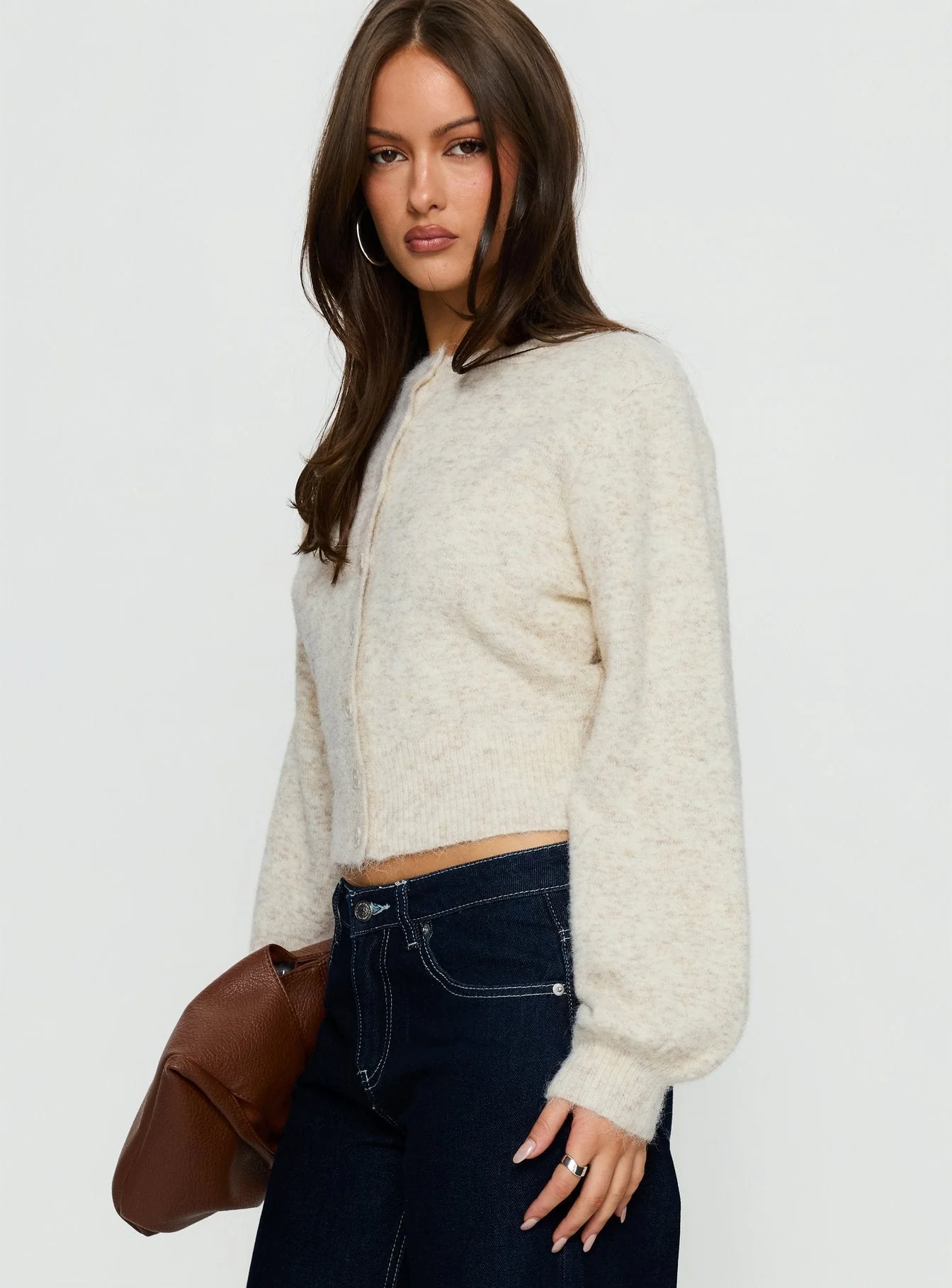 Dawsen Button Down Cardigan Cream - Image 4