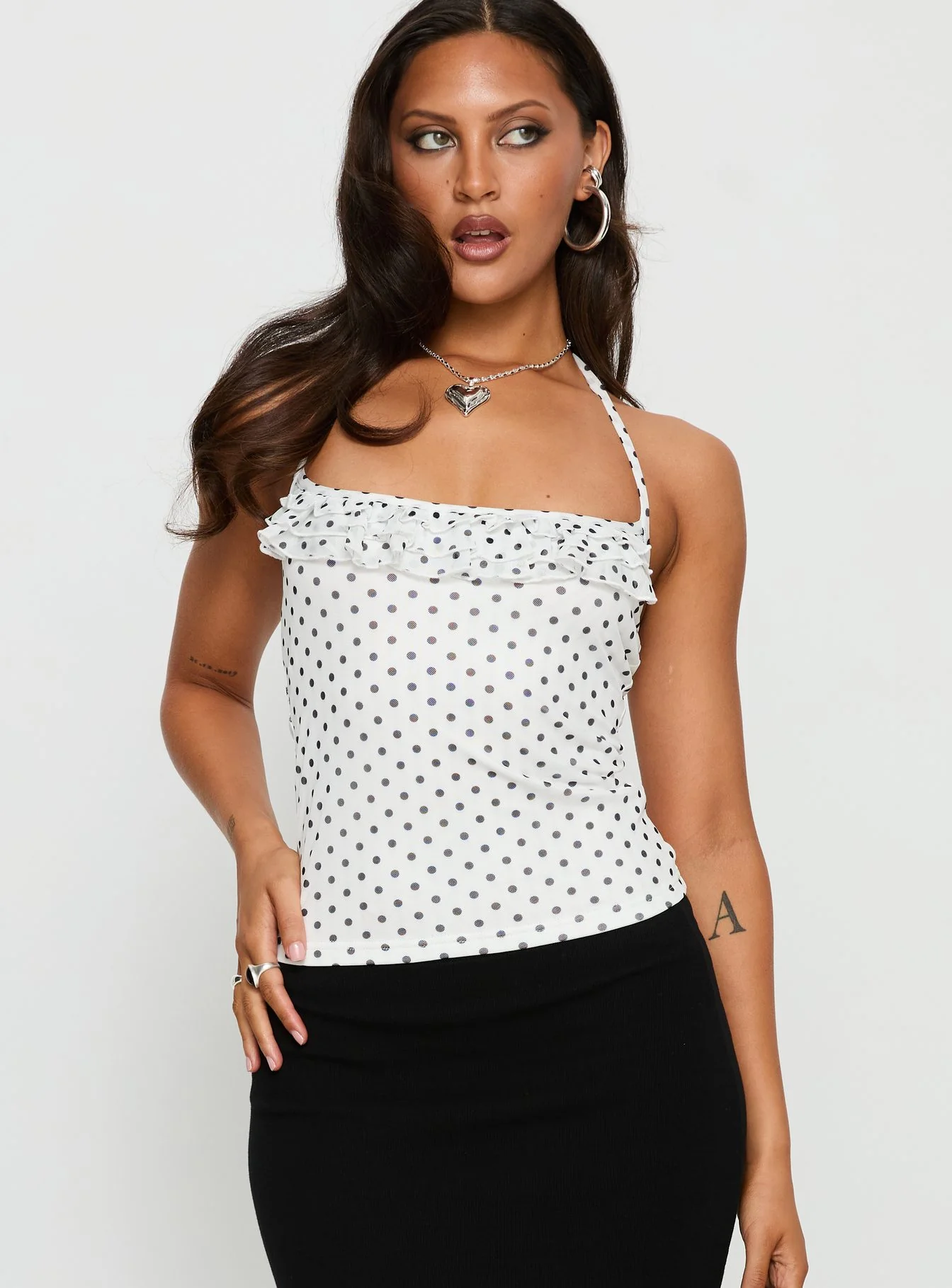 Days Of Summer Ruffle Top White Polka Dot - Image 2