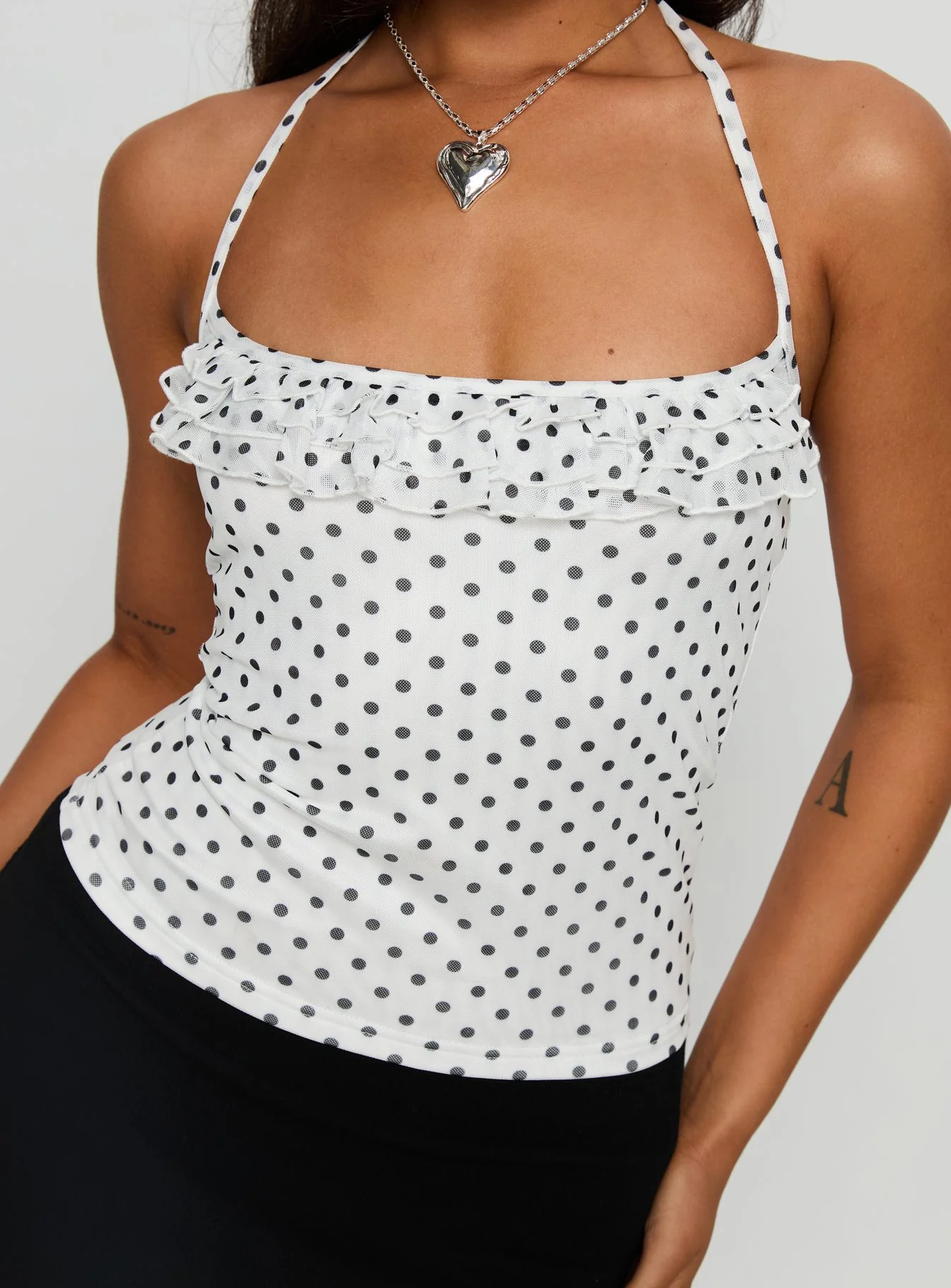Days Of Summer Ruffle Top White Polka Dot - Image 6