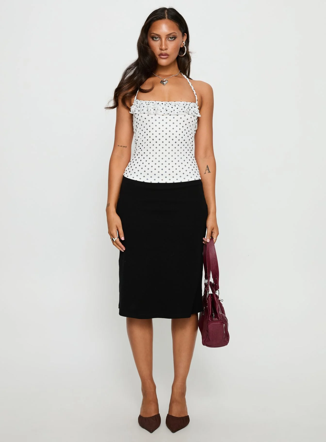 Days Of Summer Ruffle Top White Polka Dot - Image 7
