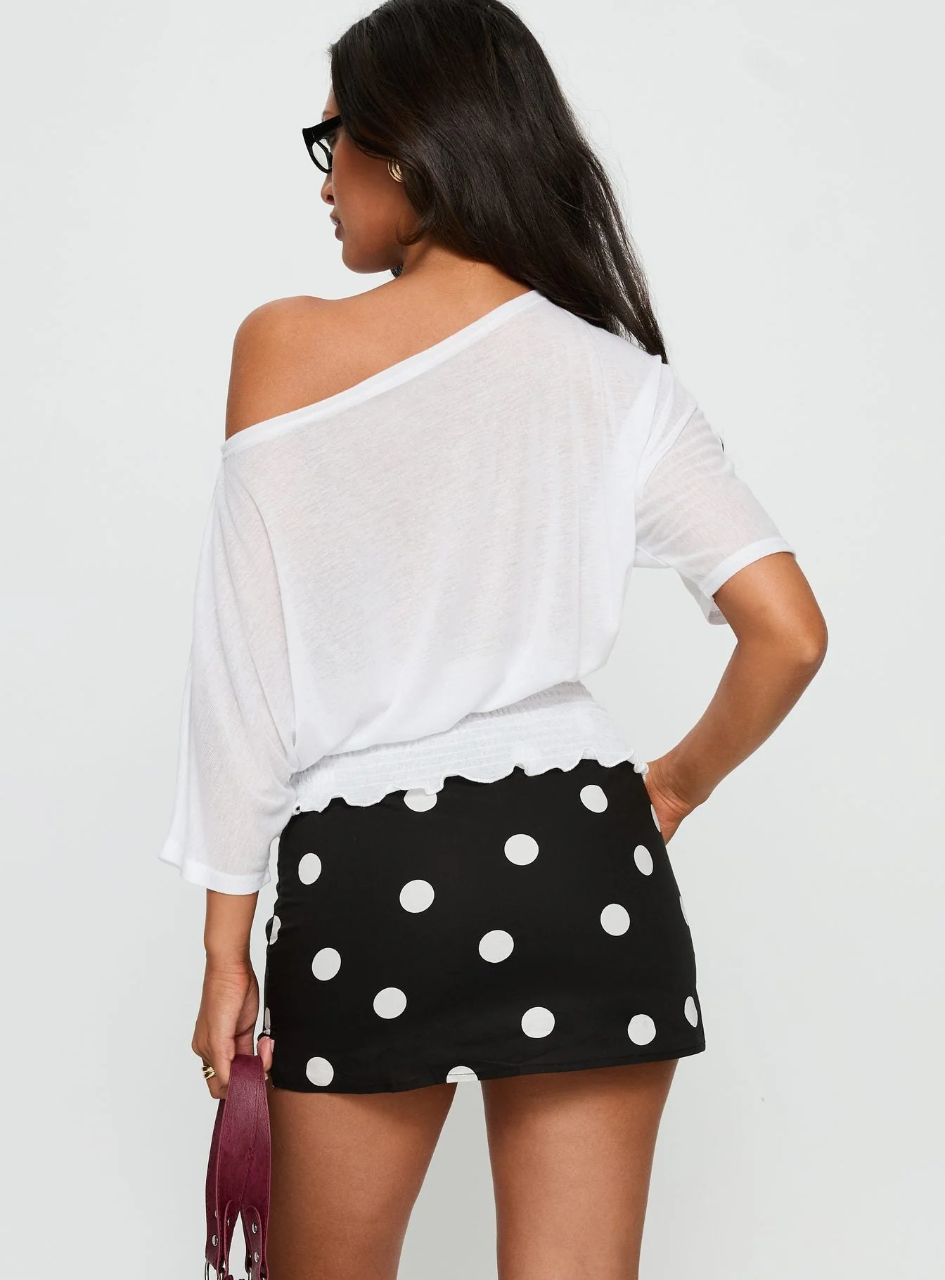 Dayten Off Shoulder Sheer Top White - Image 5