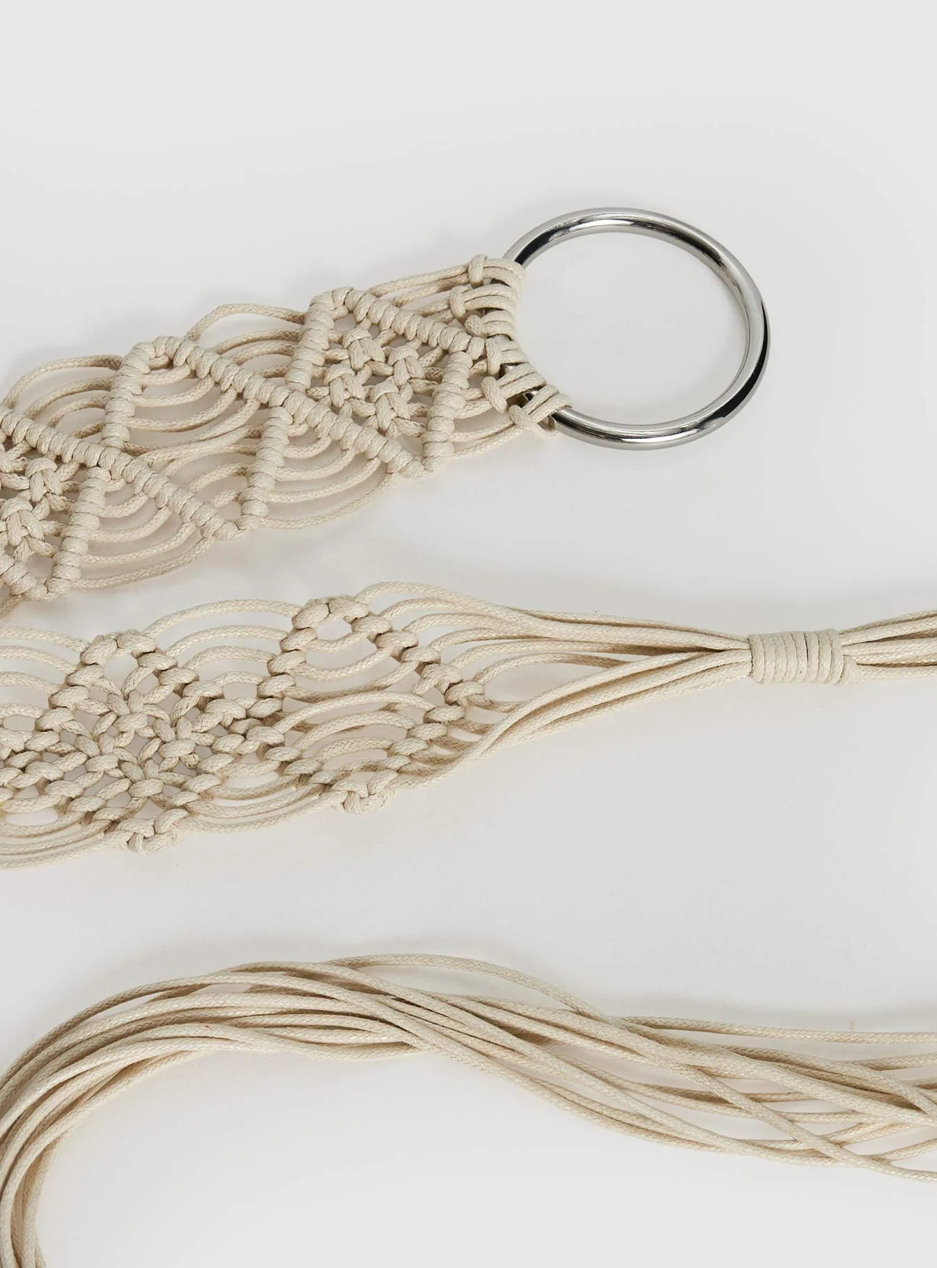 Dayten Ring Detail Crochet Belt Beige - Image 3