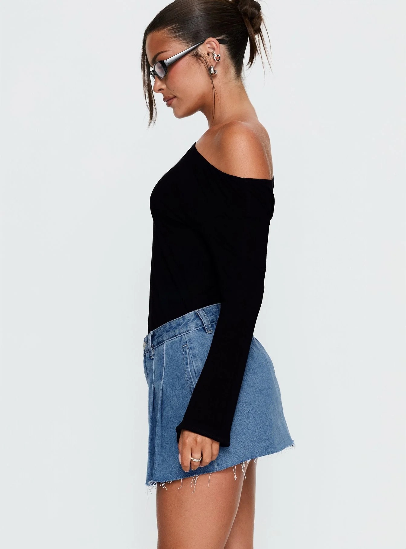 Debera Pleated Mini Skirt Mid Blue Wash - Image 3