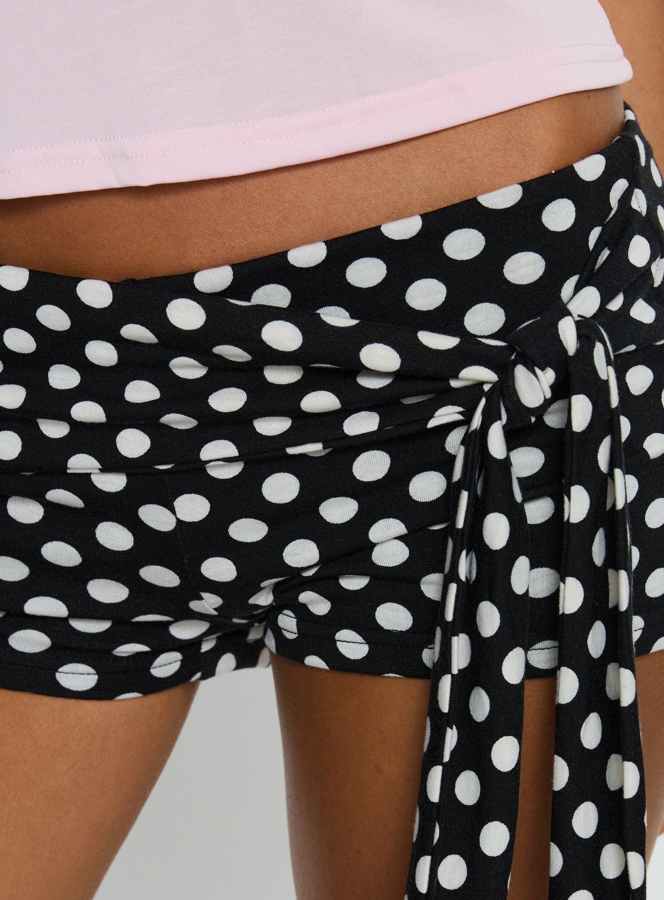 Declanne Wrap Micro Shorts Black Polka - Image 6