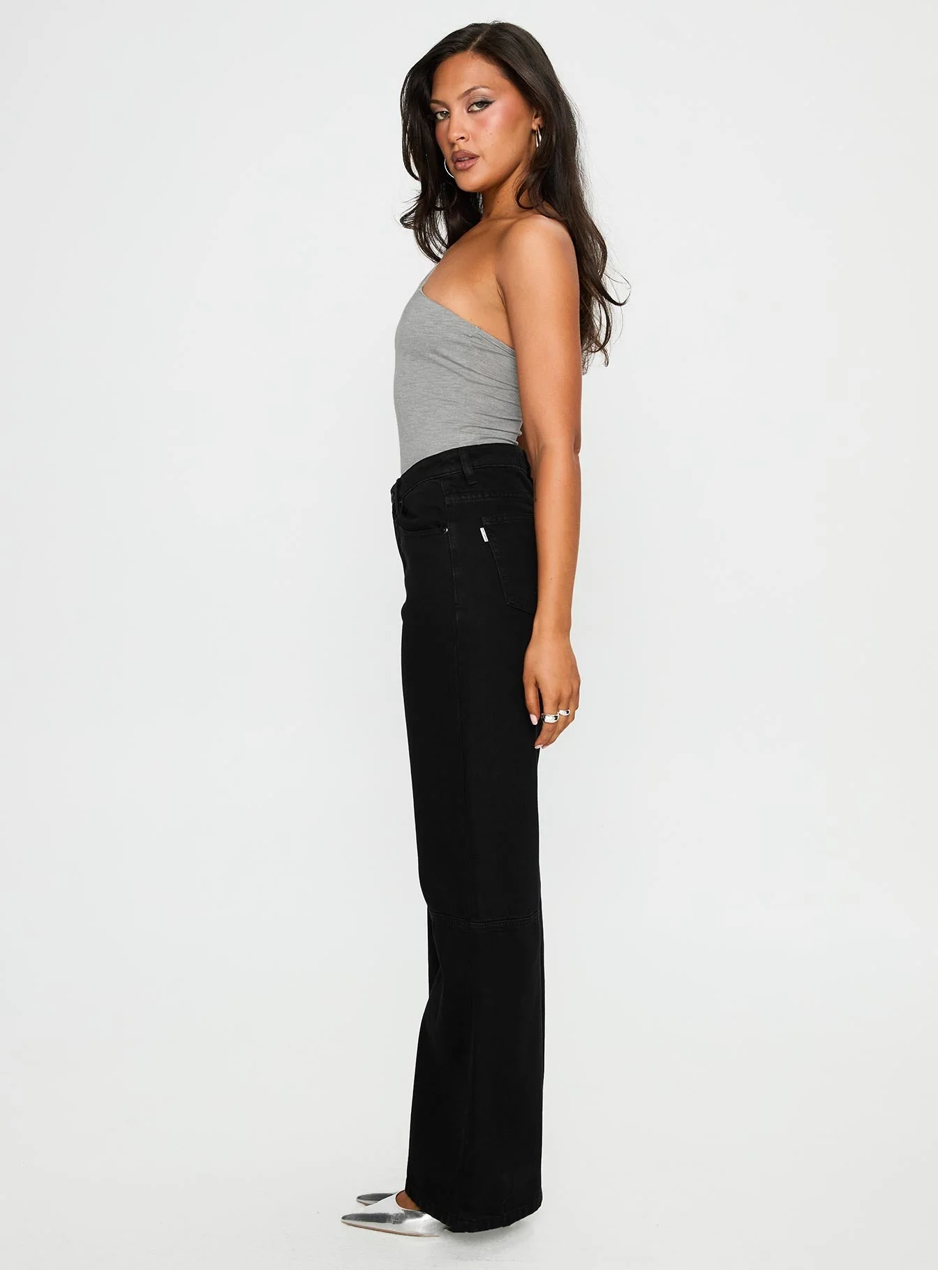 Defender Mid Rise Wide Leg Jeans Black - Image 3