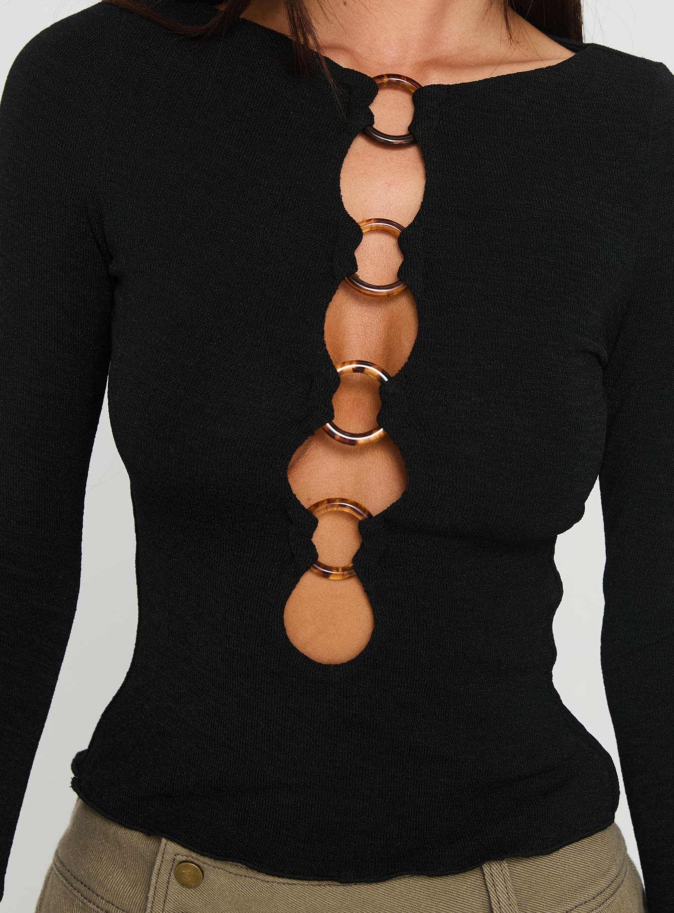 Dejonge Ring Long Sleeve Top Black - Image 5