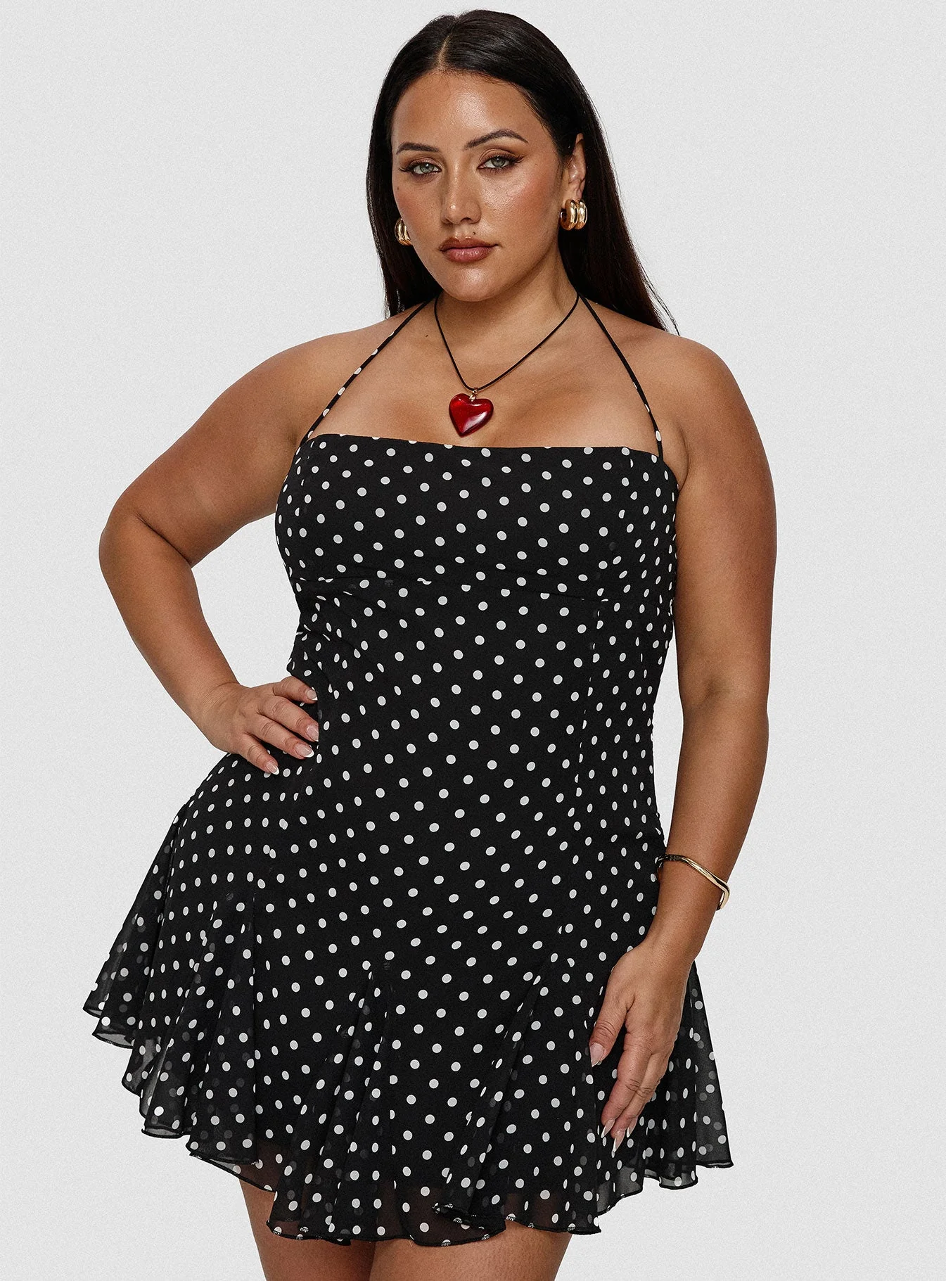 Delamere Mini Dress Black / White Polka Dot Curve - Image 8