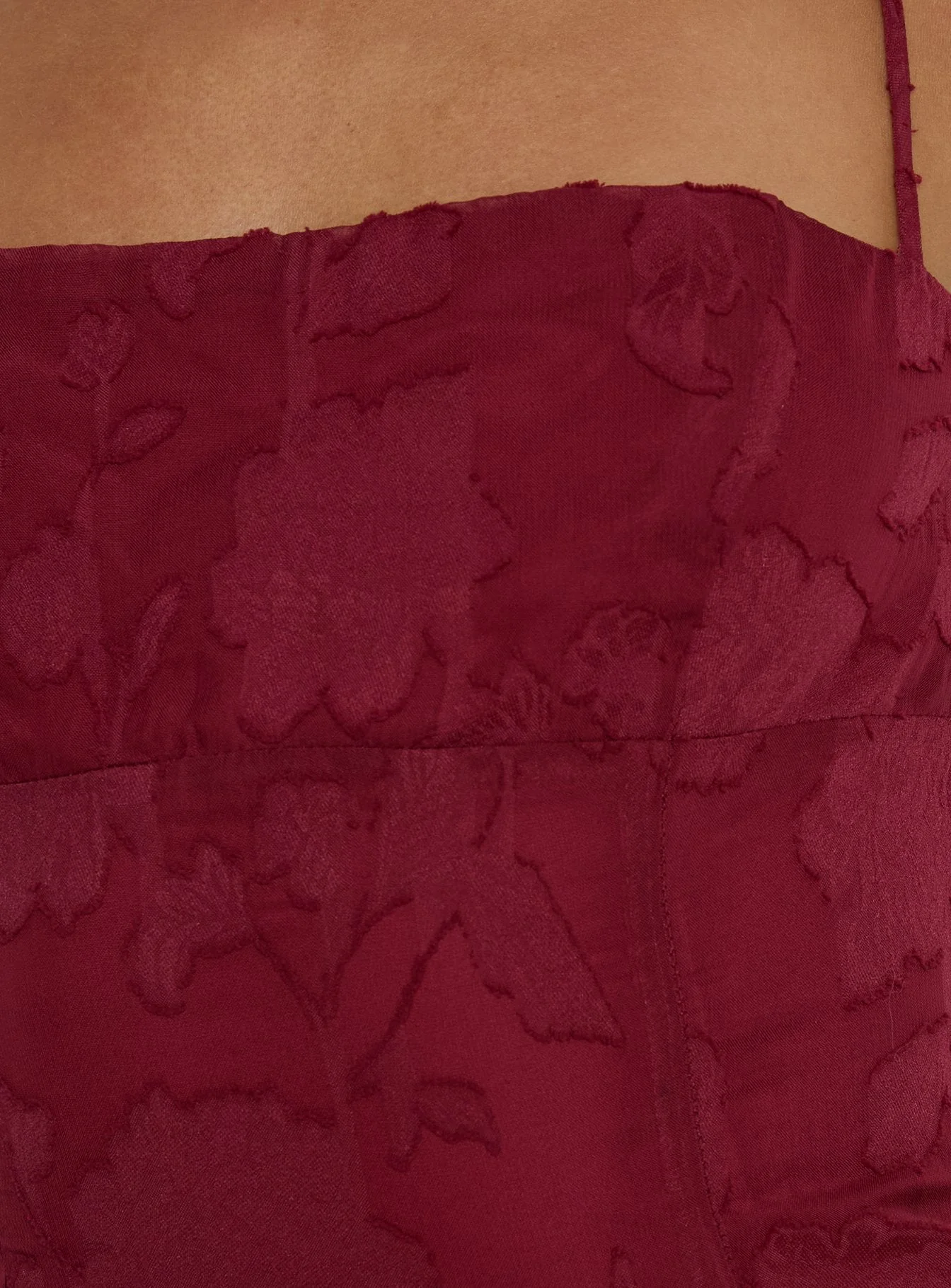 Delamere Mini Dress Burgundy Burnout - Image 6