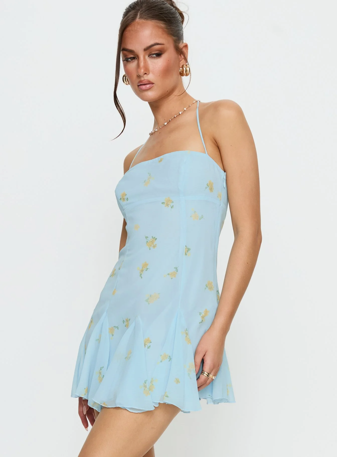 Delamere Mini Dress Pastel Blue Floral - Image 4