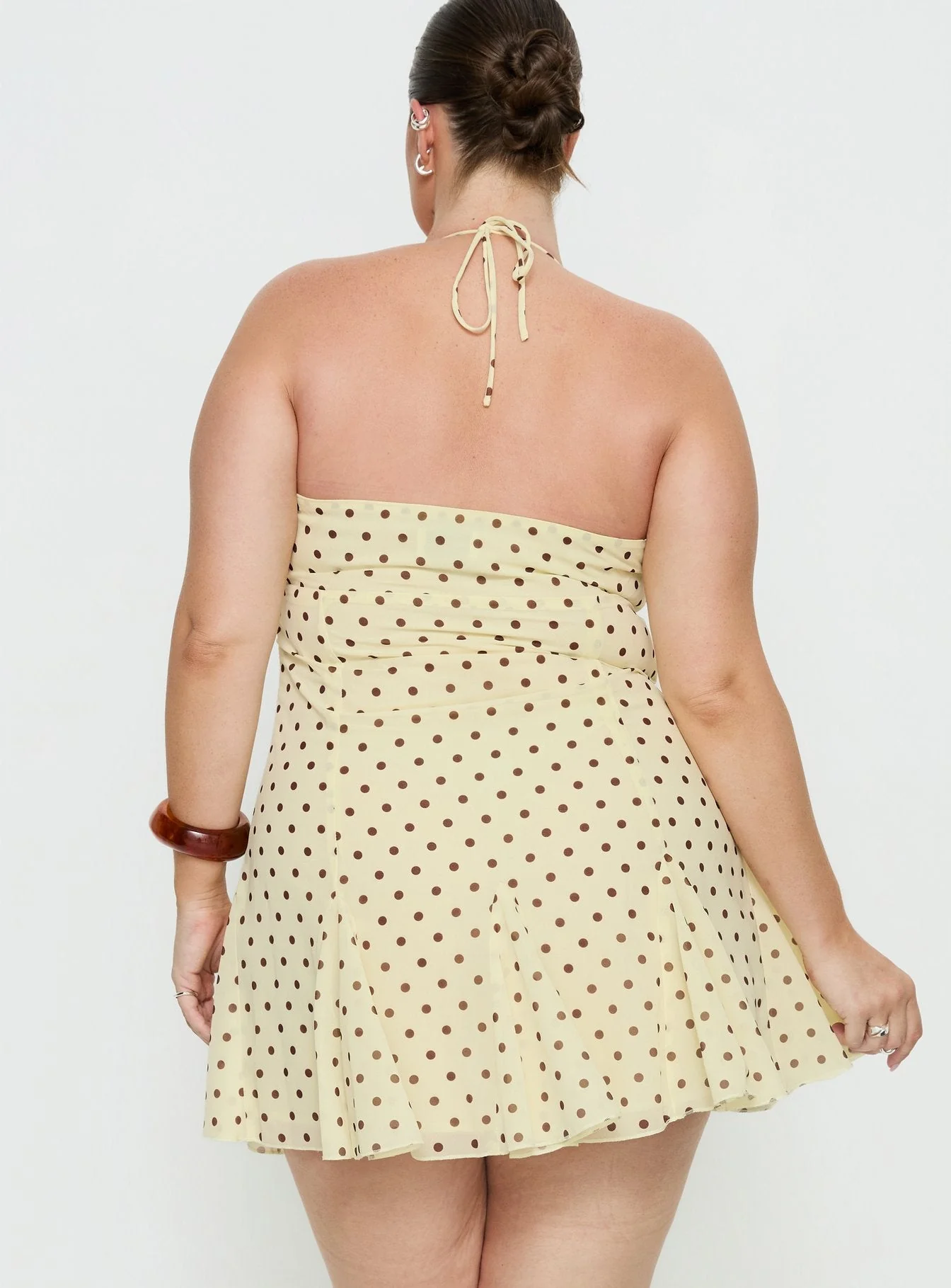 Delamere Mini Dress Yellow / Brown Polka Curve - Image 5