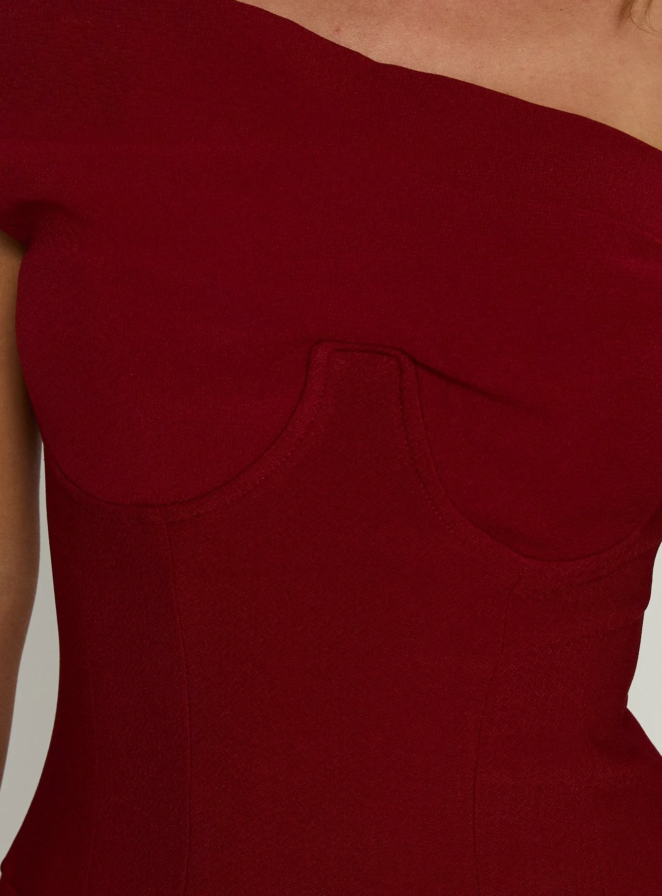 Delcina Off Shoulder Corset Mini Dress Burgundy - Image 5