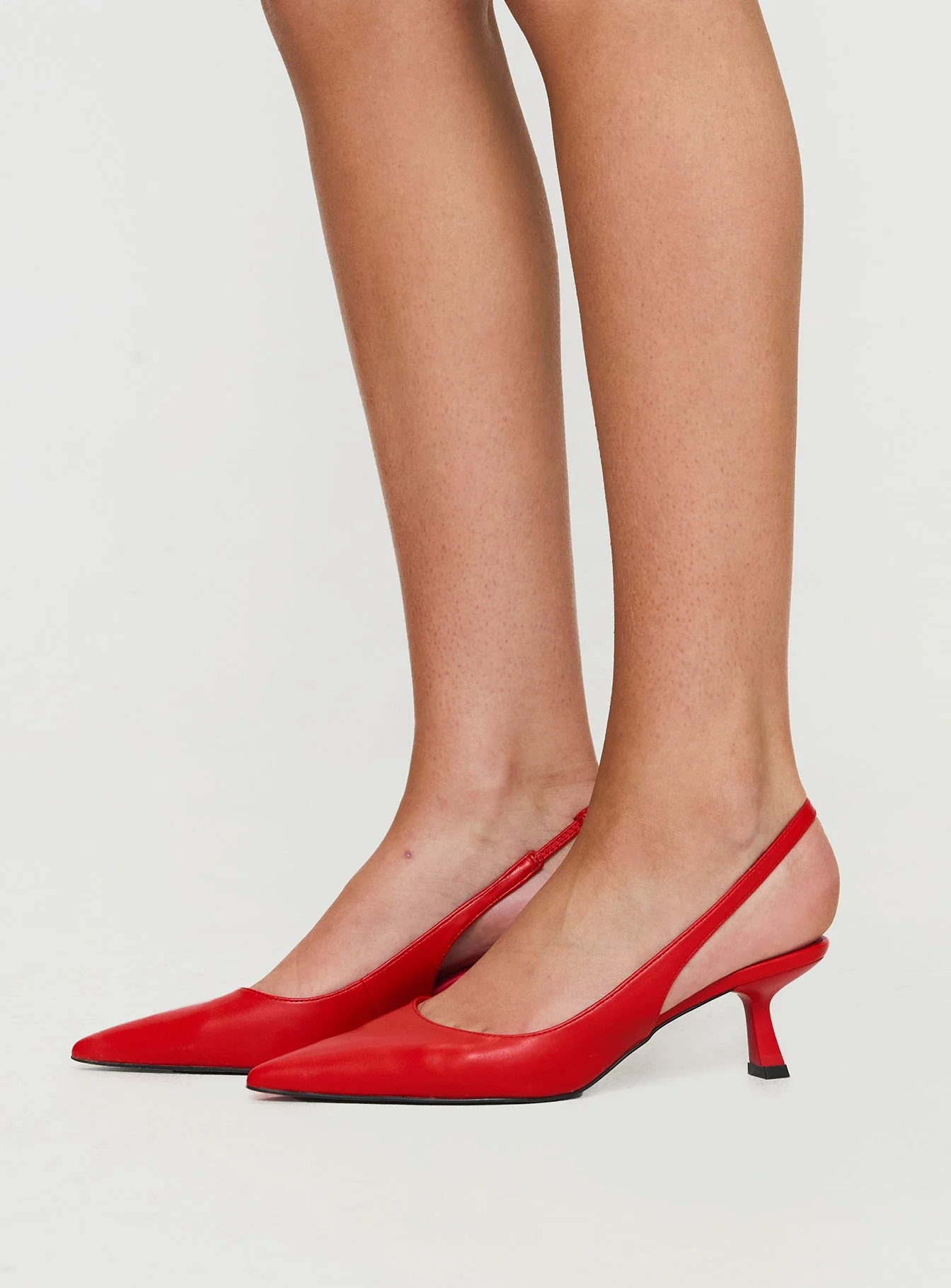 Denalia Pointed Toe Heels Red Matte - Image 3
