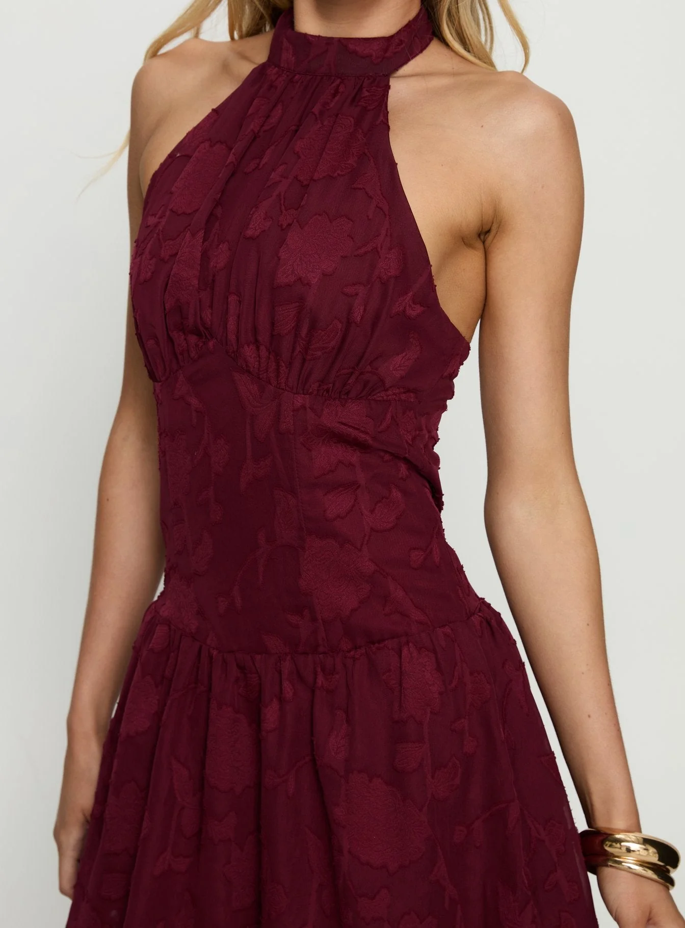 Devane High Neck Halter Playsuit Red - Image 5