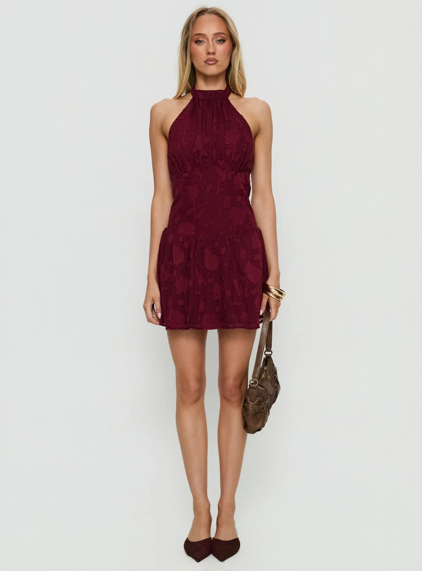 Devane High Neck Halter Playsuit Red - Image 6