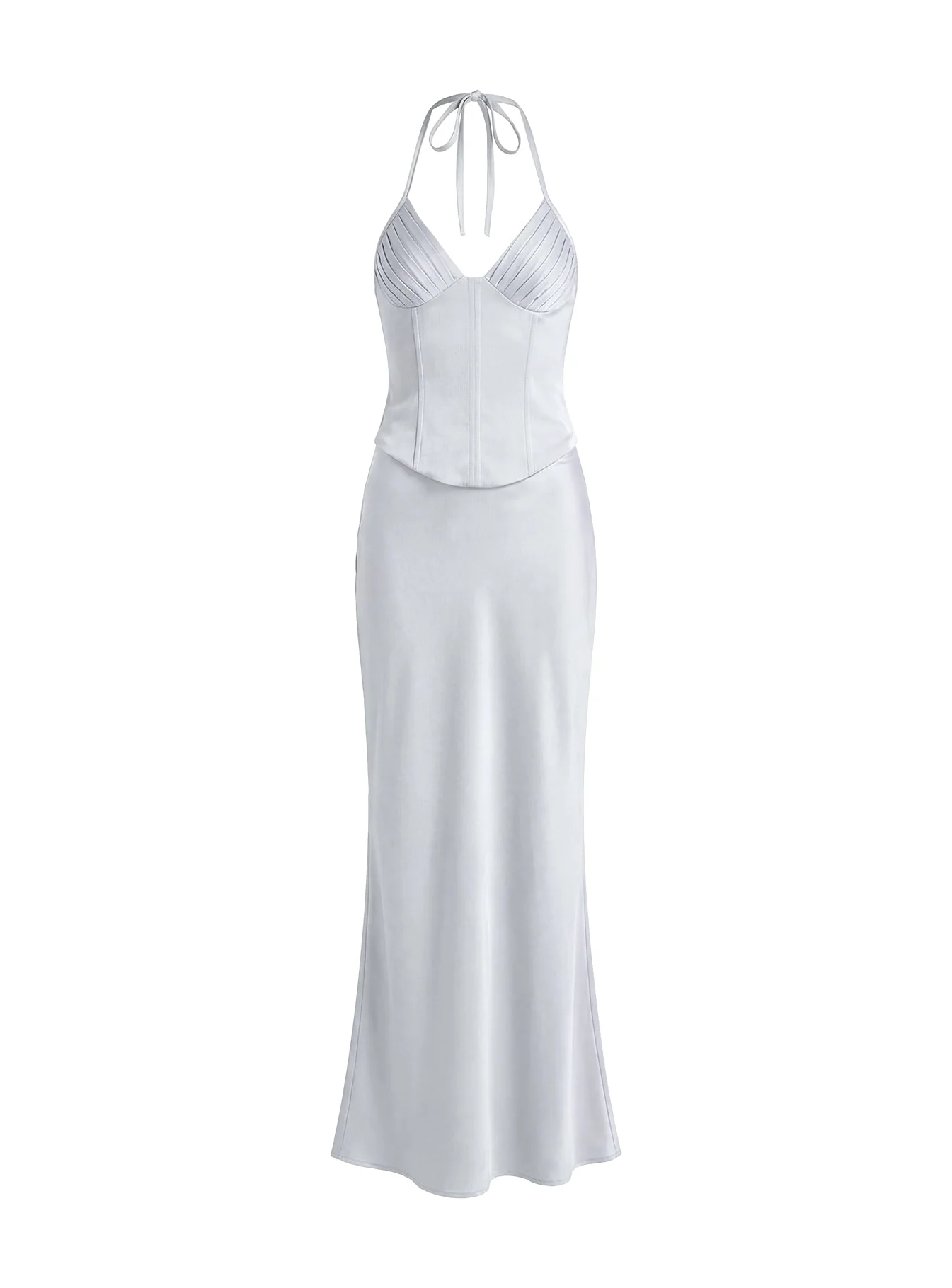Devotedness Satin Corset Maxi Dress Silver - Image 10