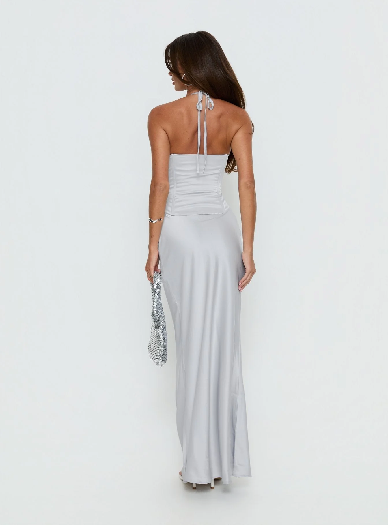 Devotedness Satin Corset Maxi Dress Silver - Image 5