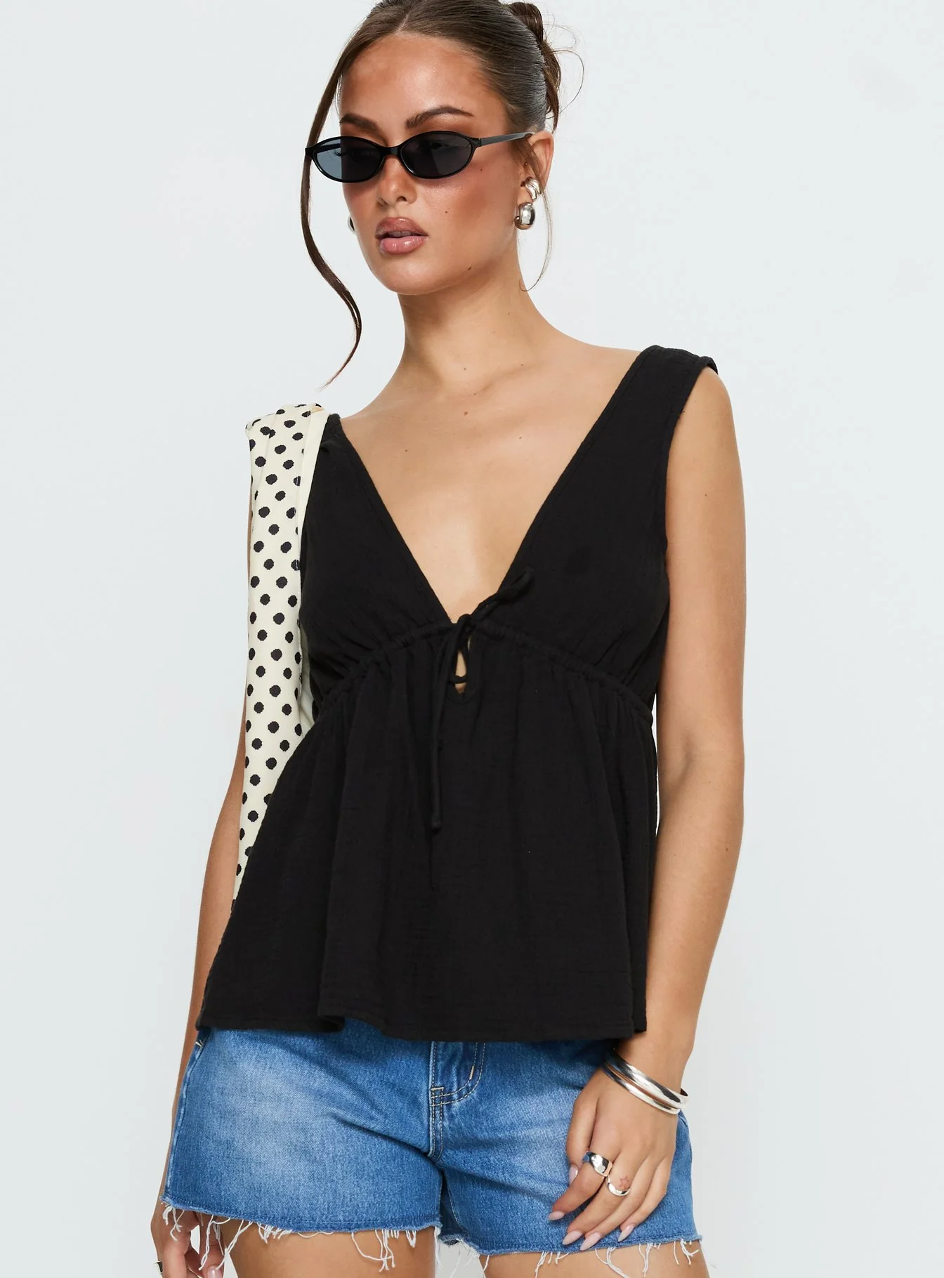 Dianna Babydoll Cami Top Black - Image 2