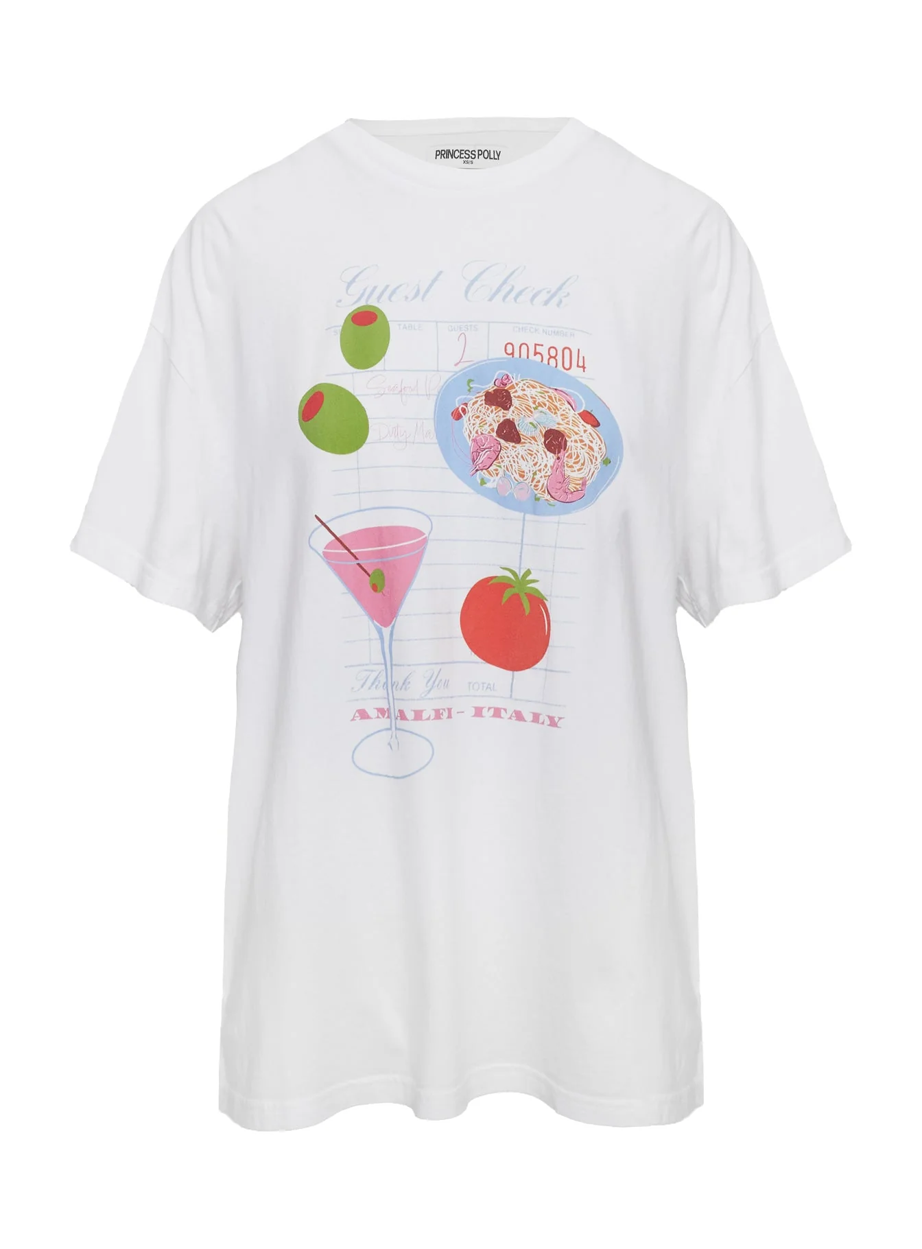 Dine With Me Oversized Graphic Top White - Image 5
