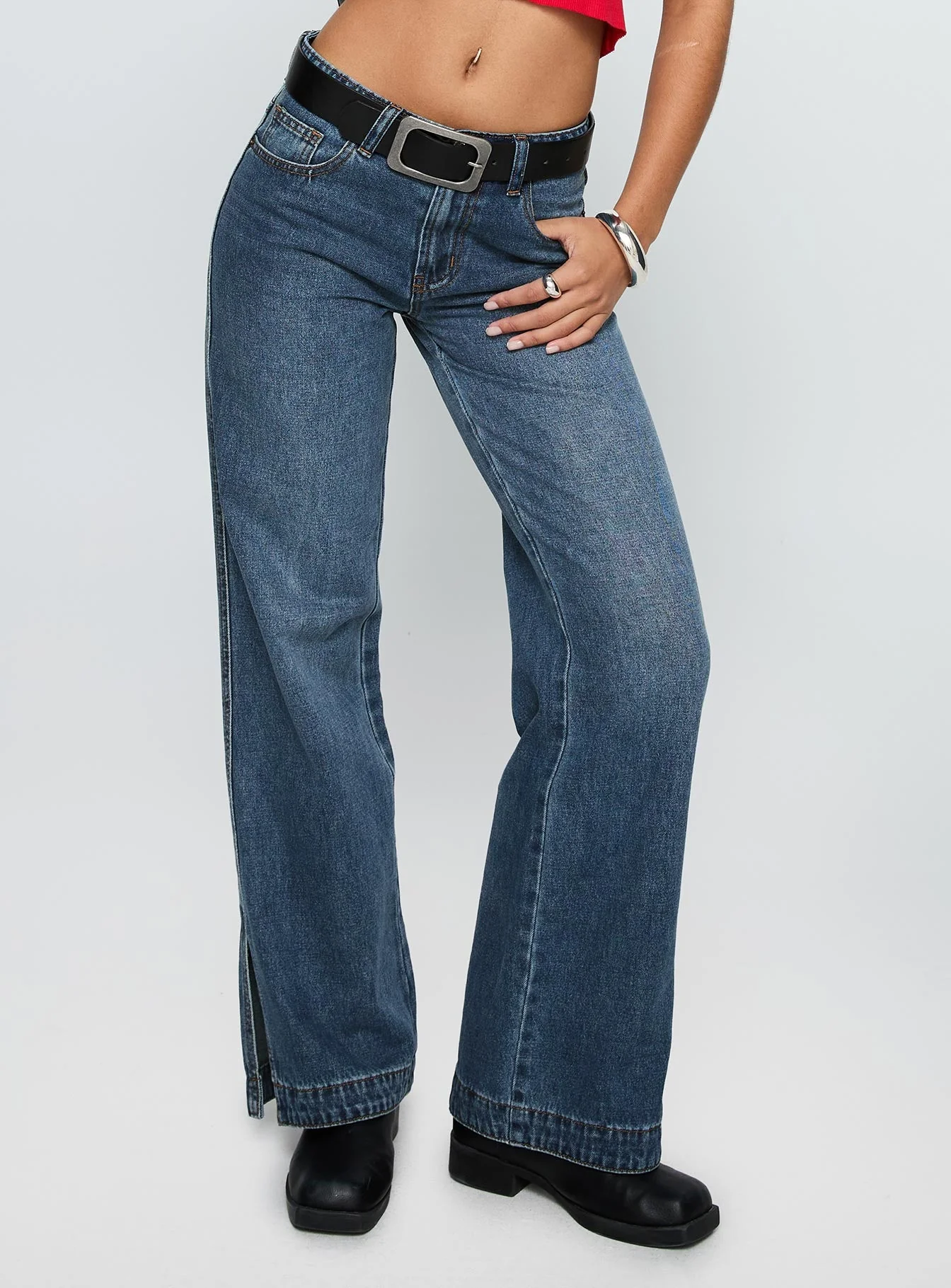 Dog Days Mid Rise Straight Leg Jeans Dark Blue Wash - Image 2