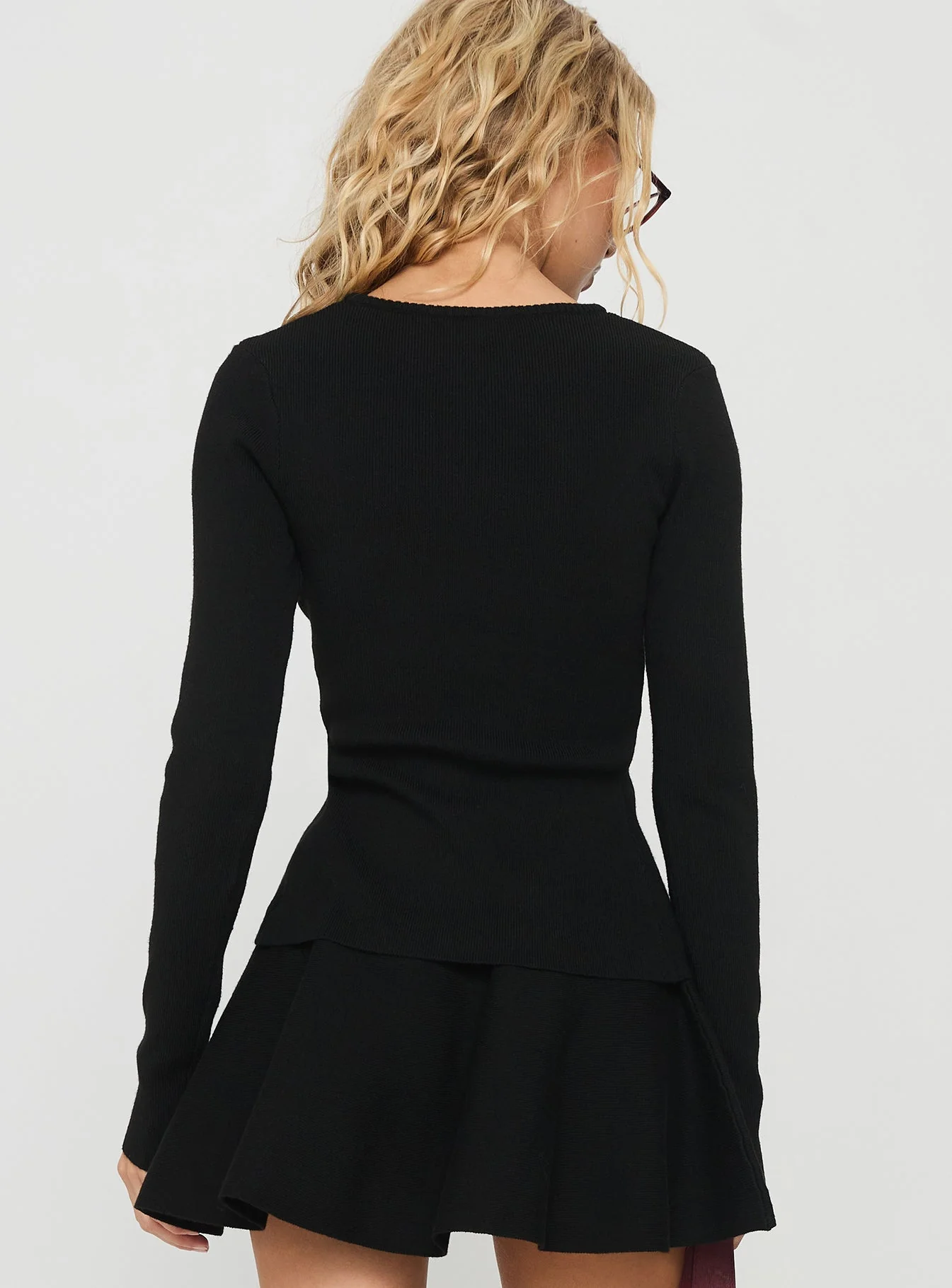 Juni Long Sleeve Knit Top Black - Image 4