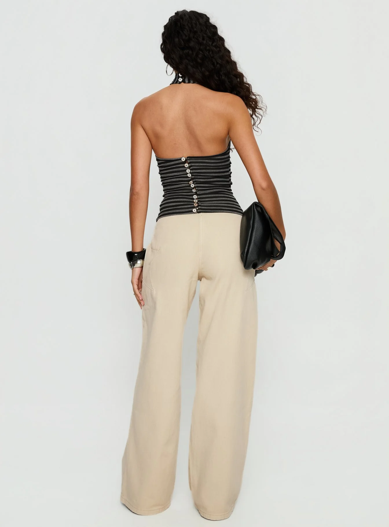 Dolley Star Stitch Mid Rise Wide Leg Jean Ecru - Image 4
