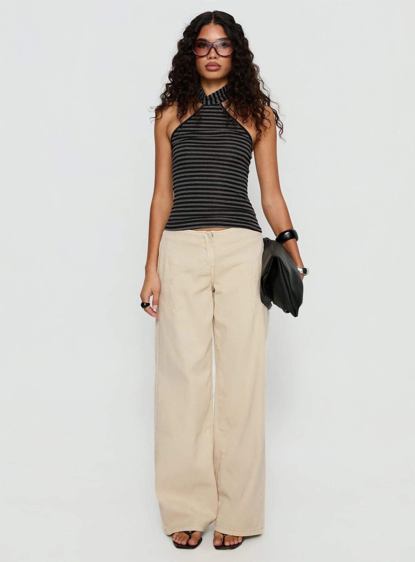 Dolley Star Stitch Mid Rise Wide Leg Jean Ecru - Image 6