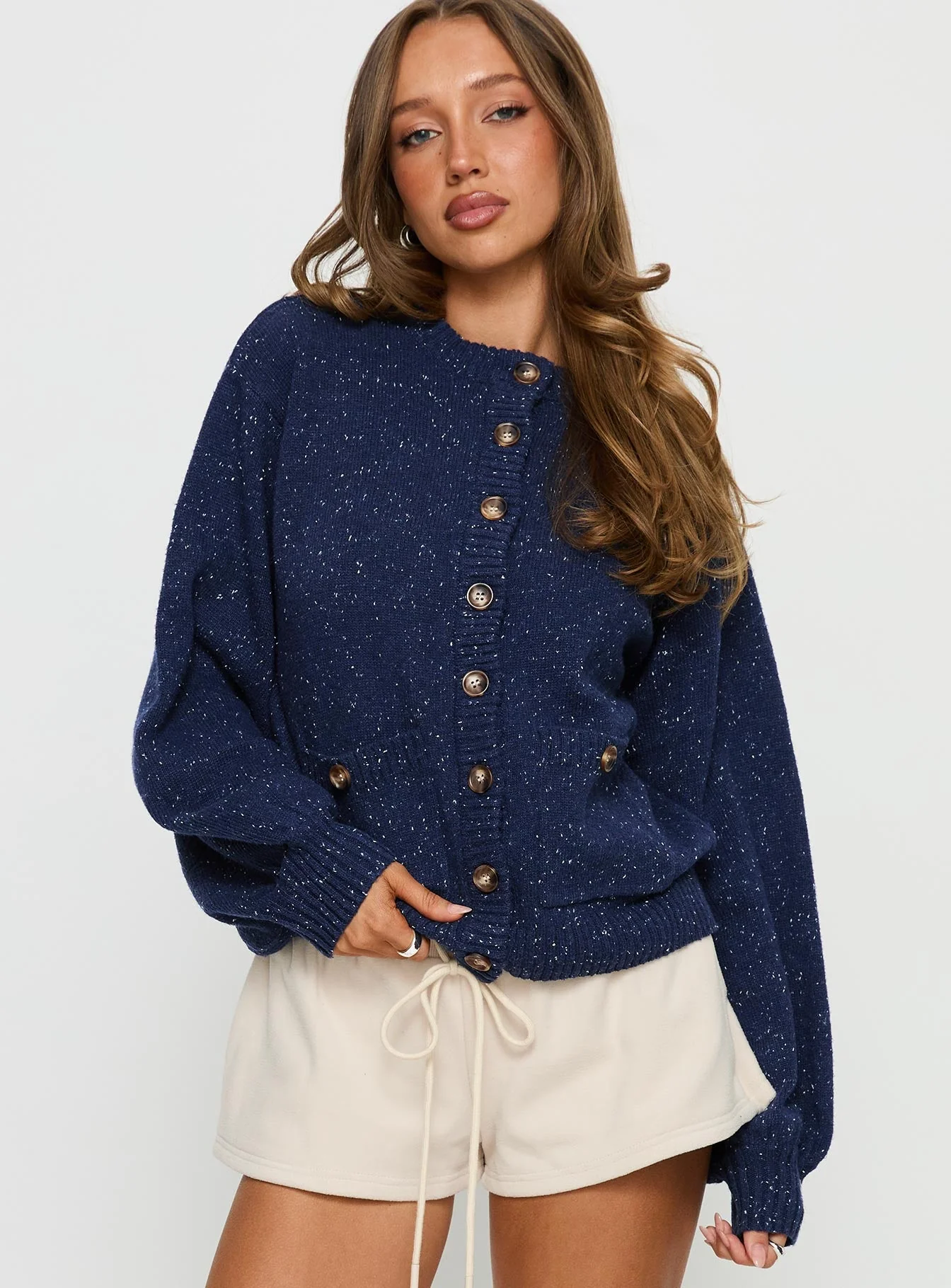 Dorah Boxy Cardigan Navy Blue - Image 2