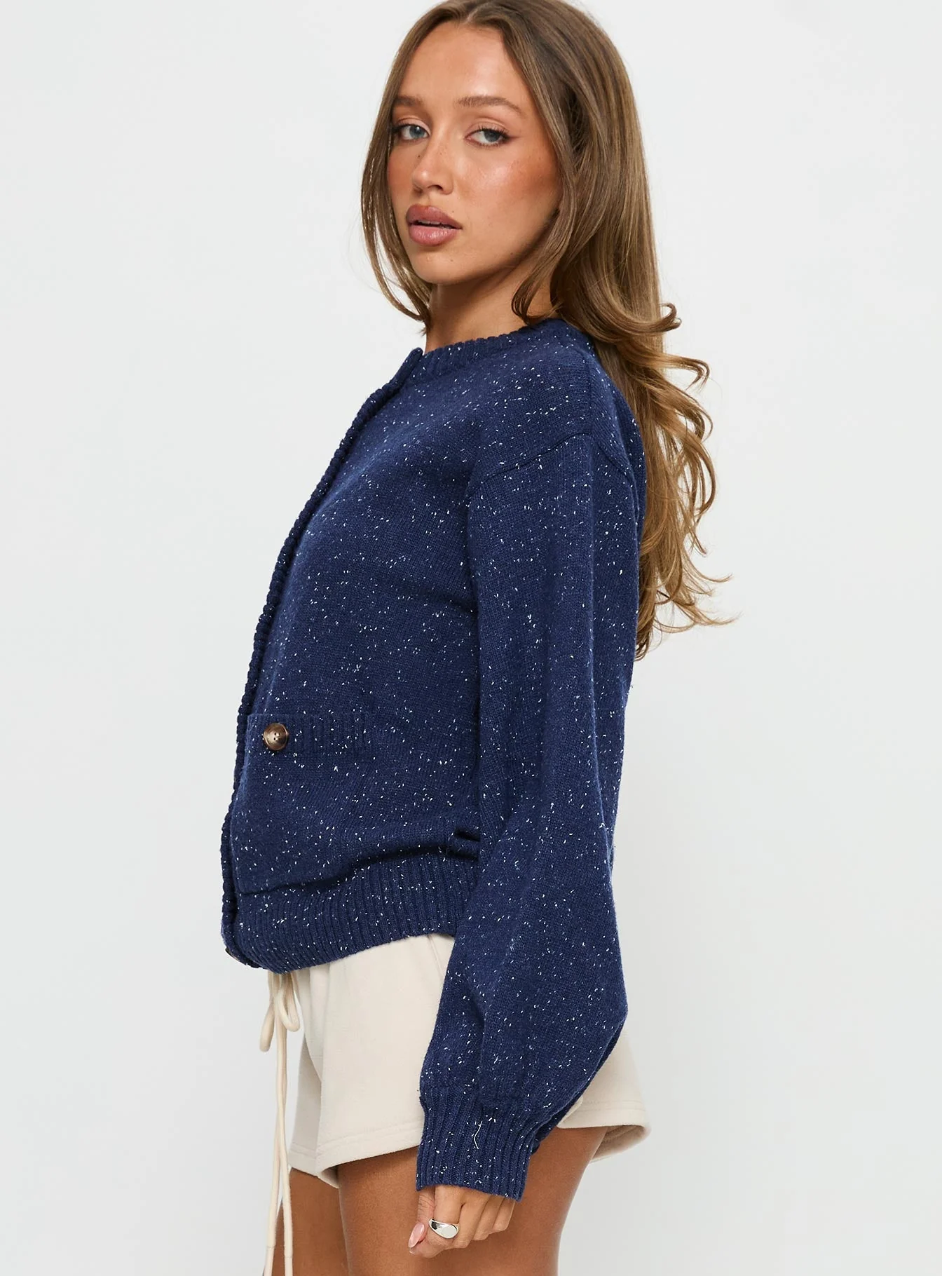 Dorah Boxy Cardigan Navy Blue - Image 4