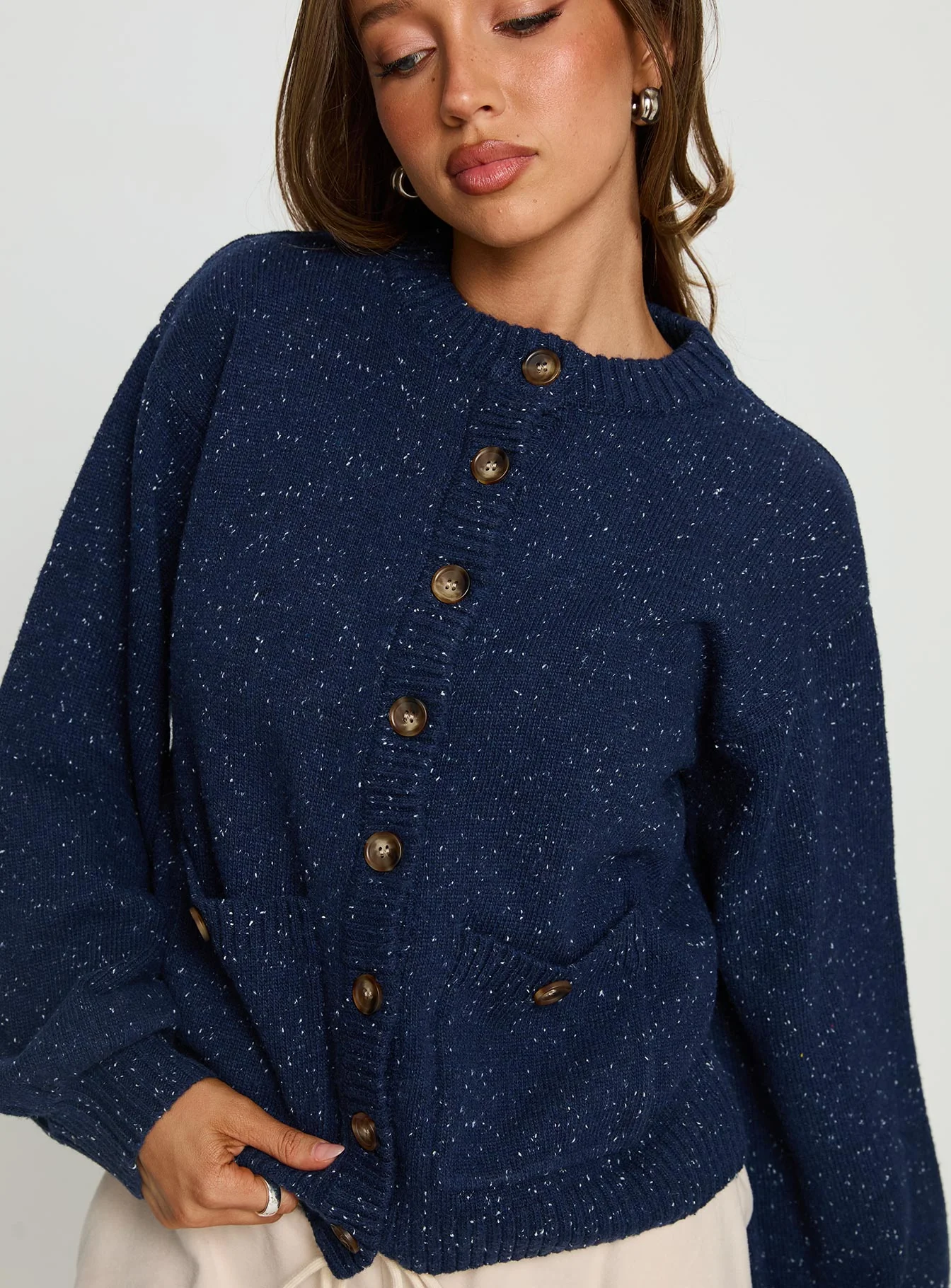 Dorah Boxy Cardigan Navy Blue - Image 6