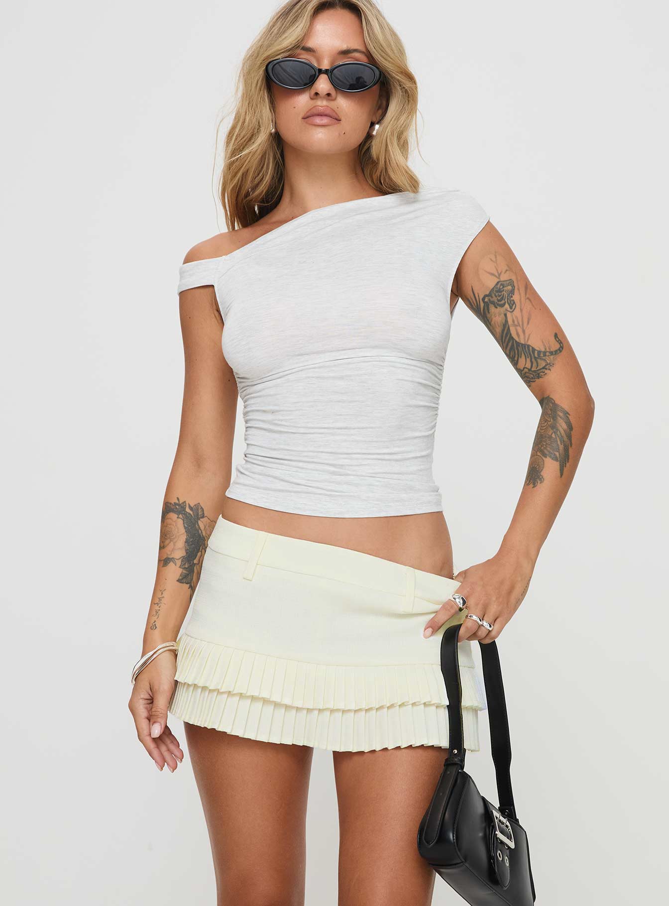 Deei Double Ruffle Mini Skort Soft Lemon - Image 2