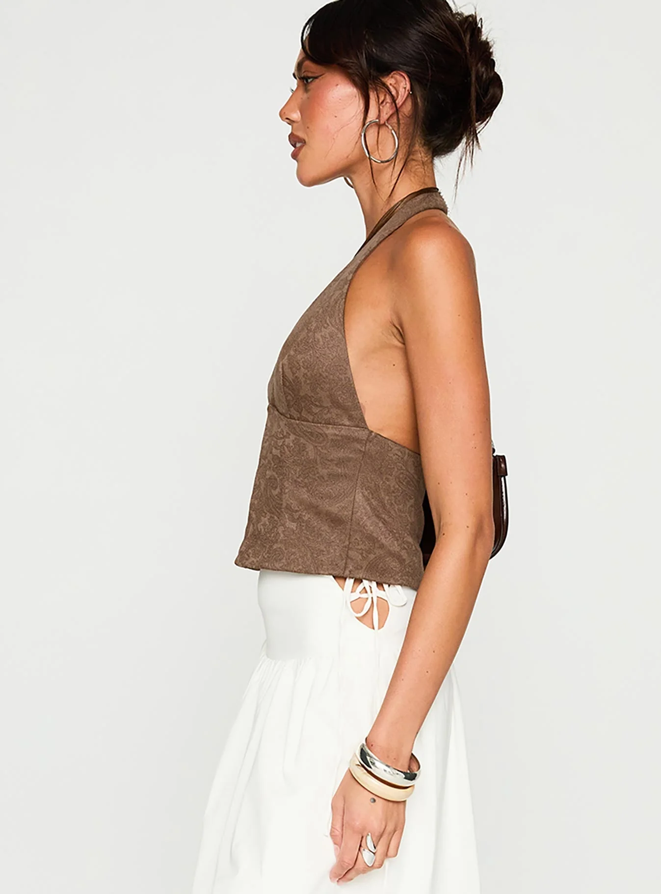 Down The Line Halter Top Brown - Image 4